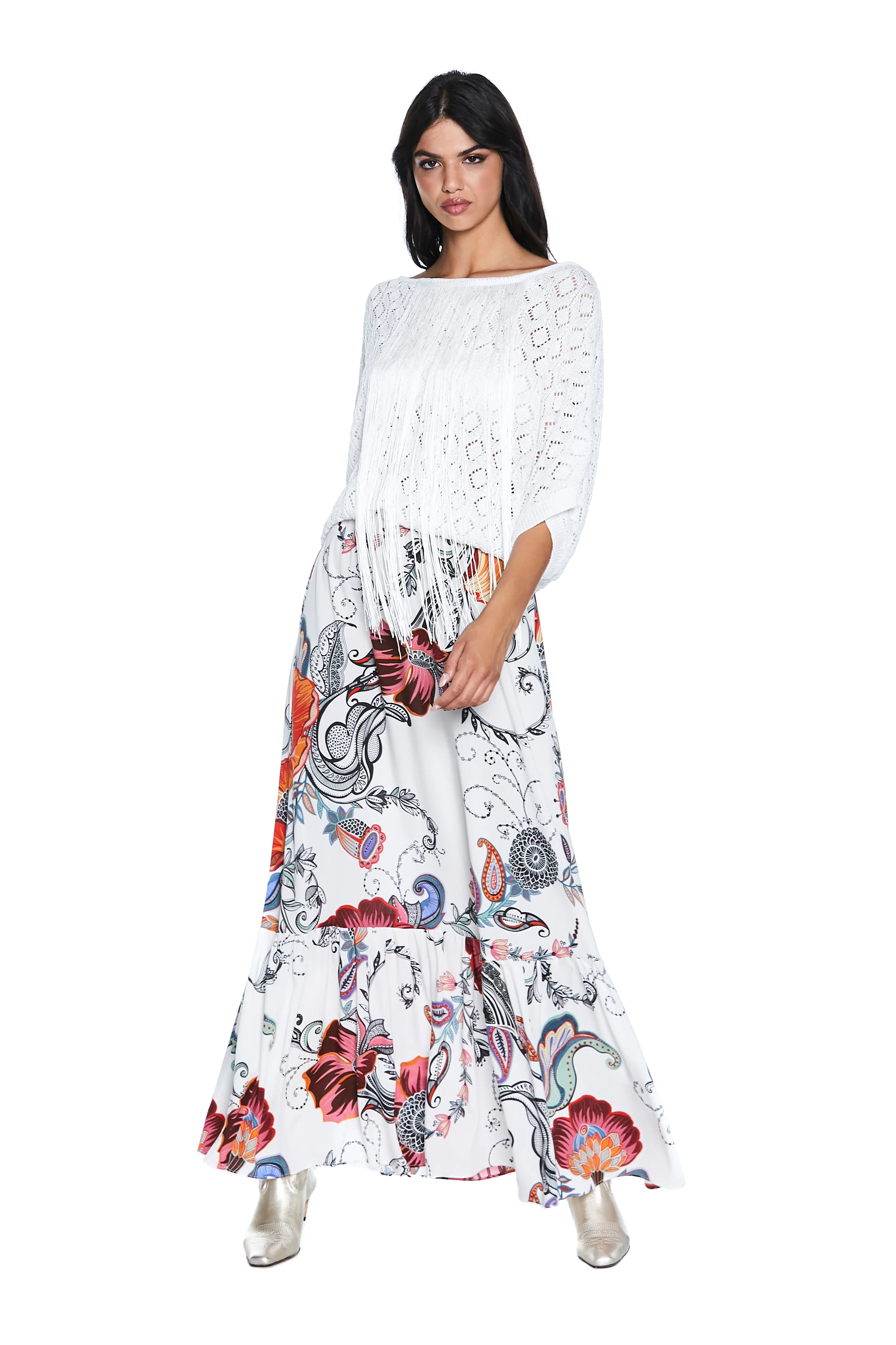 Maglia LINFAT mezza manica kimono punto uncinetto più lurex più frange - Image 6