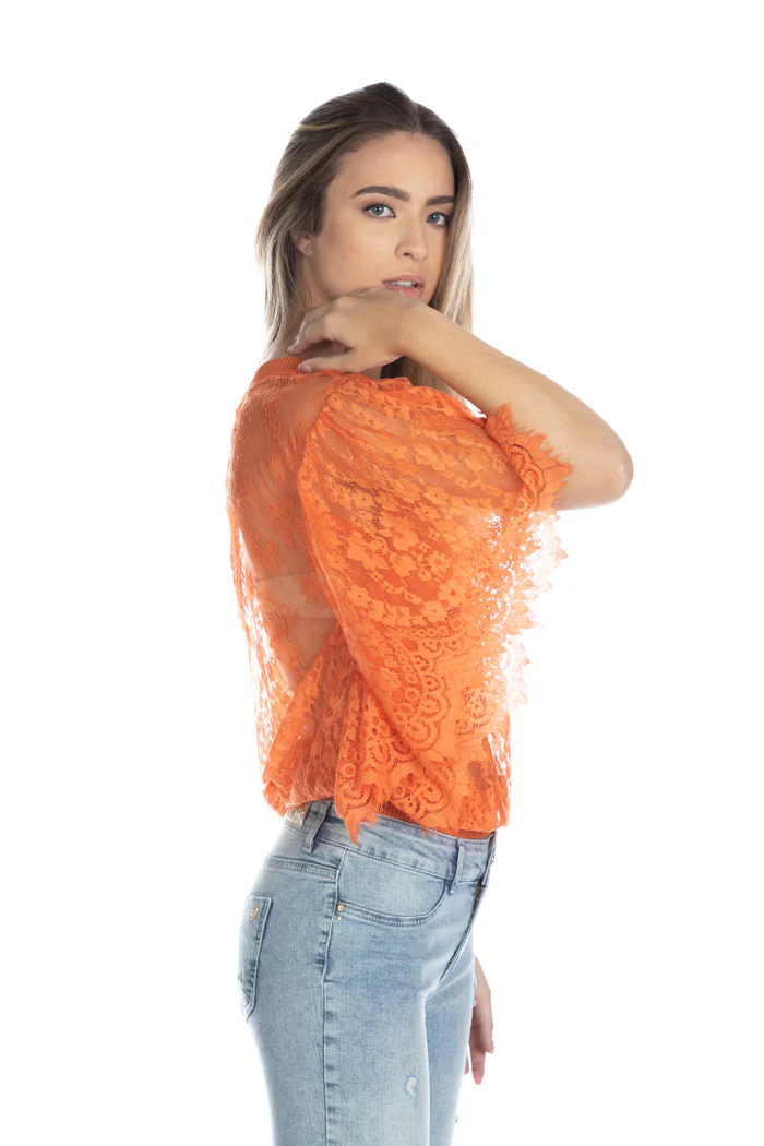 Maglia MOMHILL mezza manica pipistrello pizzo più bordi costina - Image 4