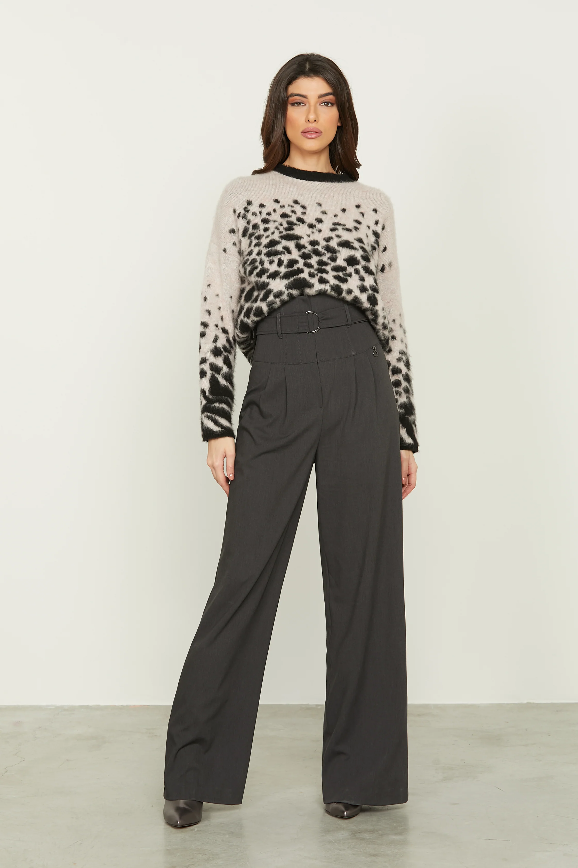 Maglia MONTE manica lunga spalla scesa jacquard maculato