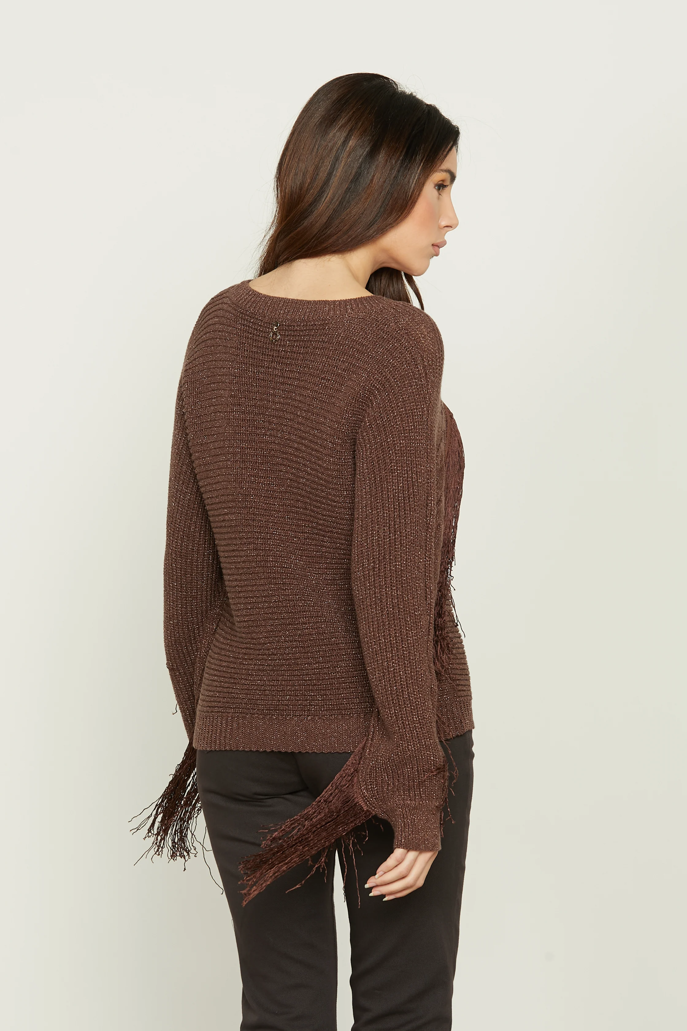 Maglia ROBERTA manica lunga con trecce più frange lurex - Image 3