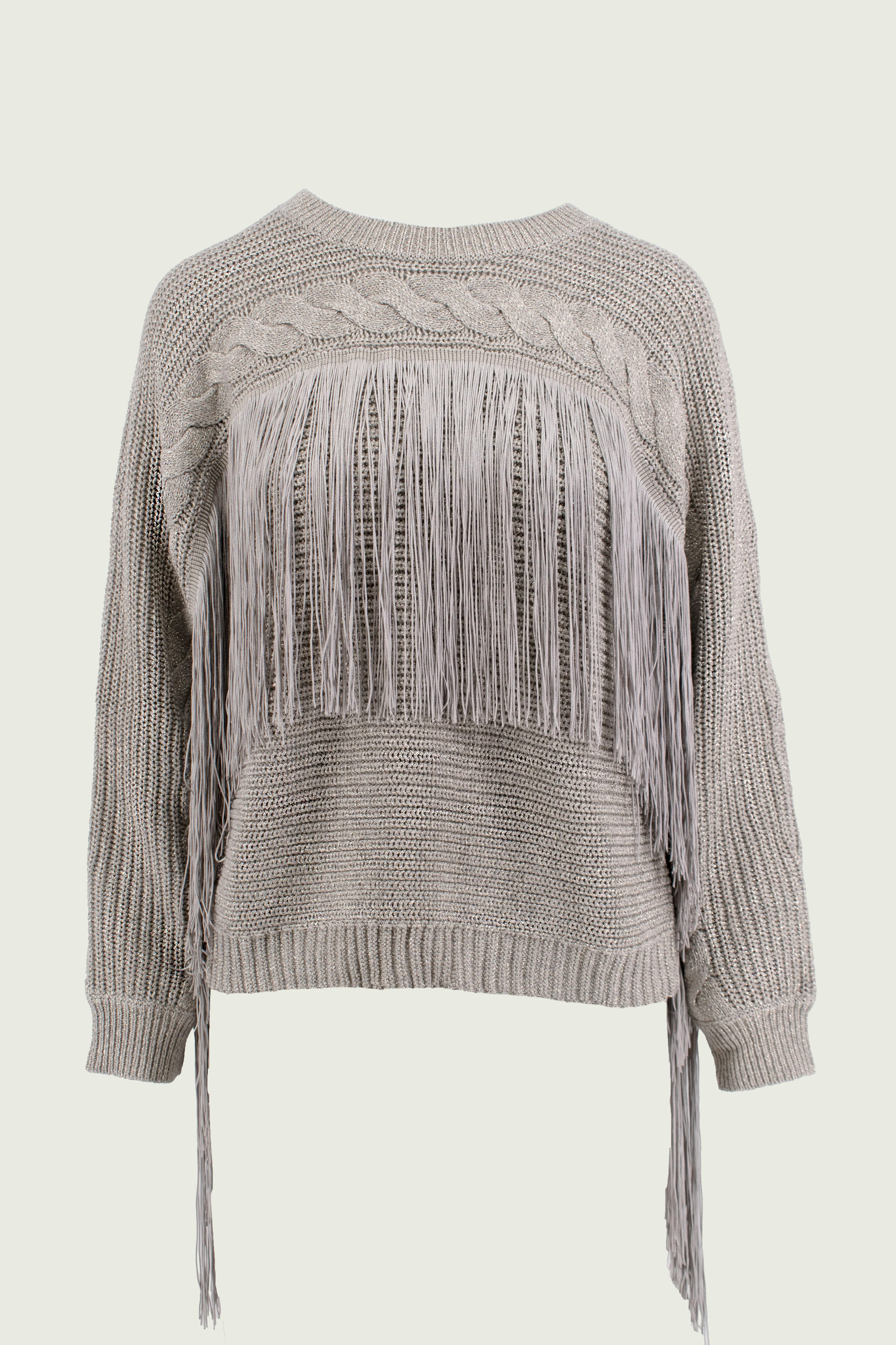 Maglia ROBERTA manica lunga con trecce più frange lurex - Image 5