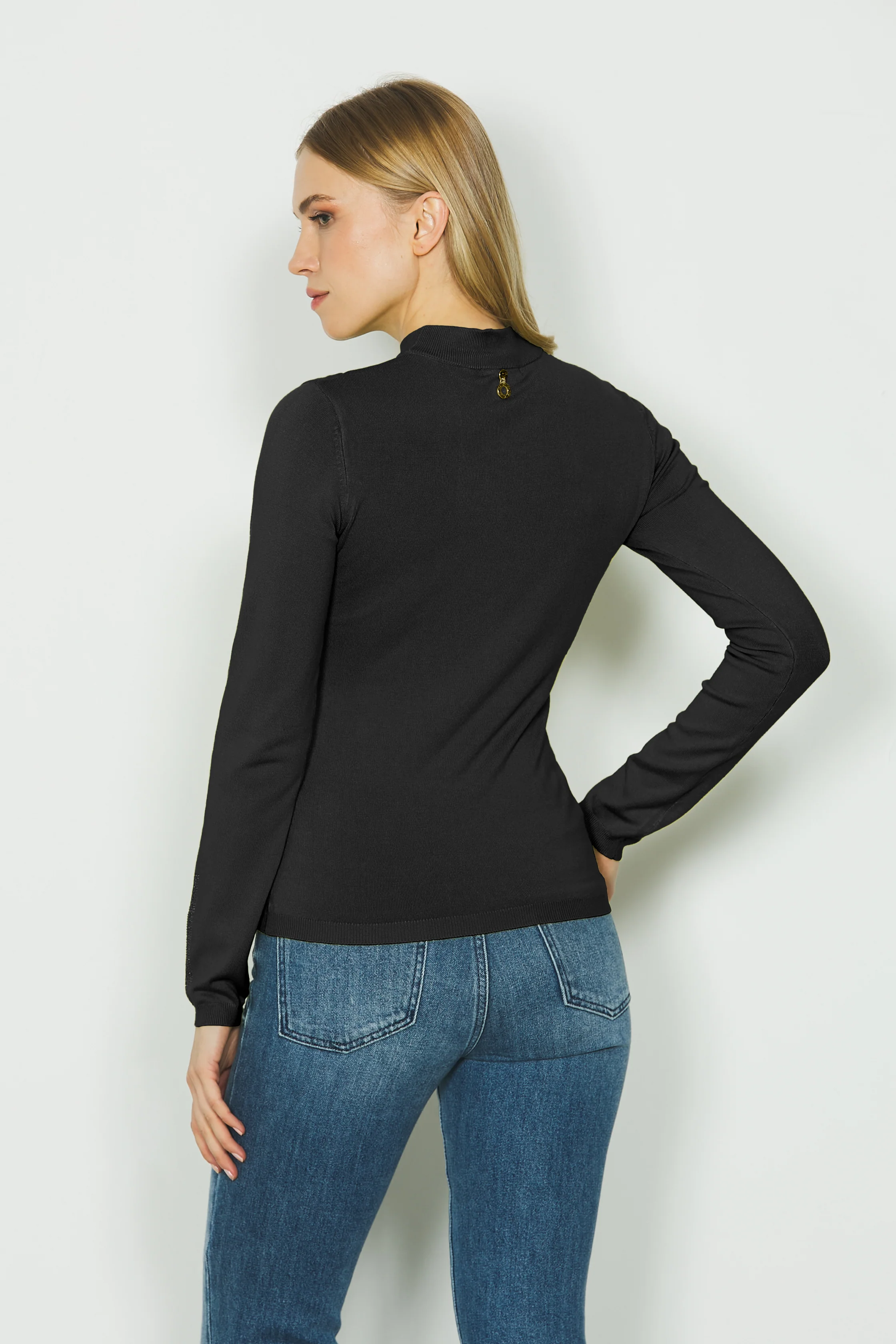 Maglia TERESINA manica lunga con colletto vulcano più strass - Image 3