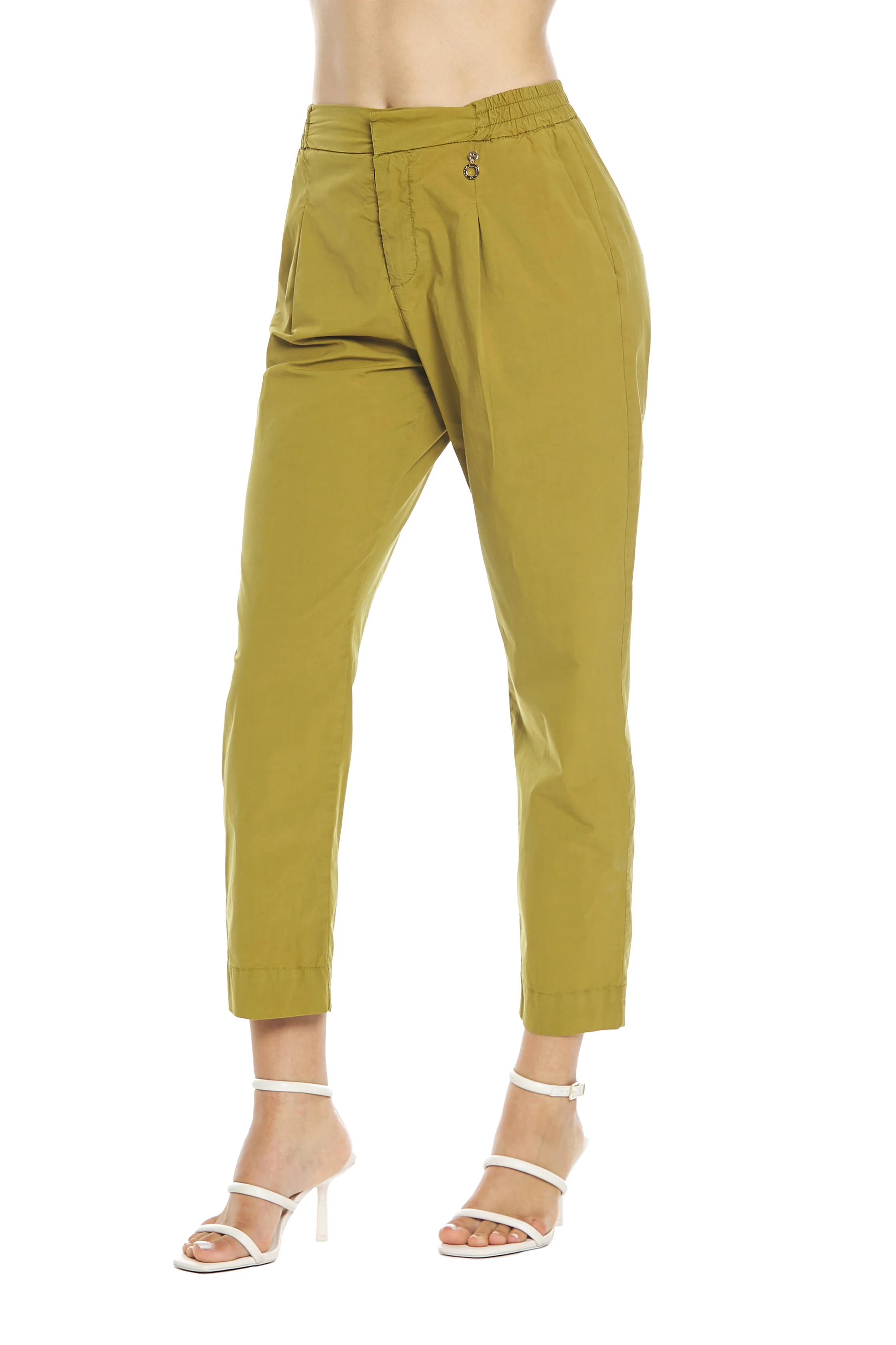 Panta ADOCIVE vita alta capri con elastico più tasche più pinces popeline cotone - Image 3
