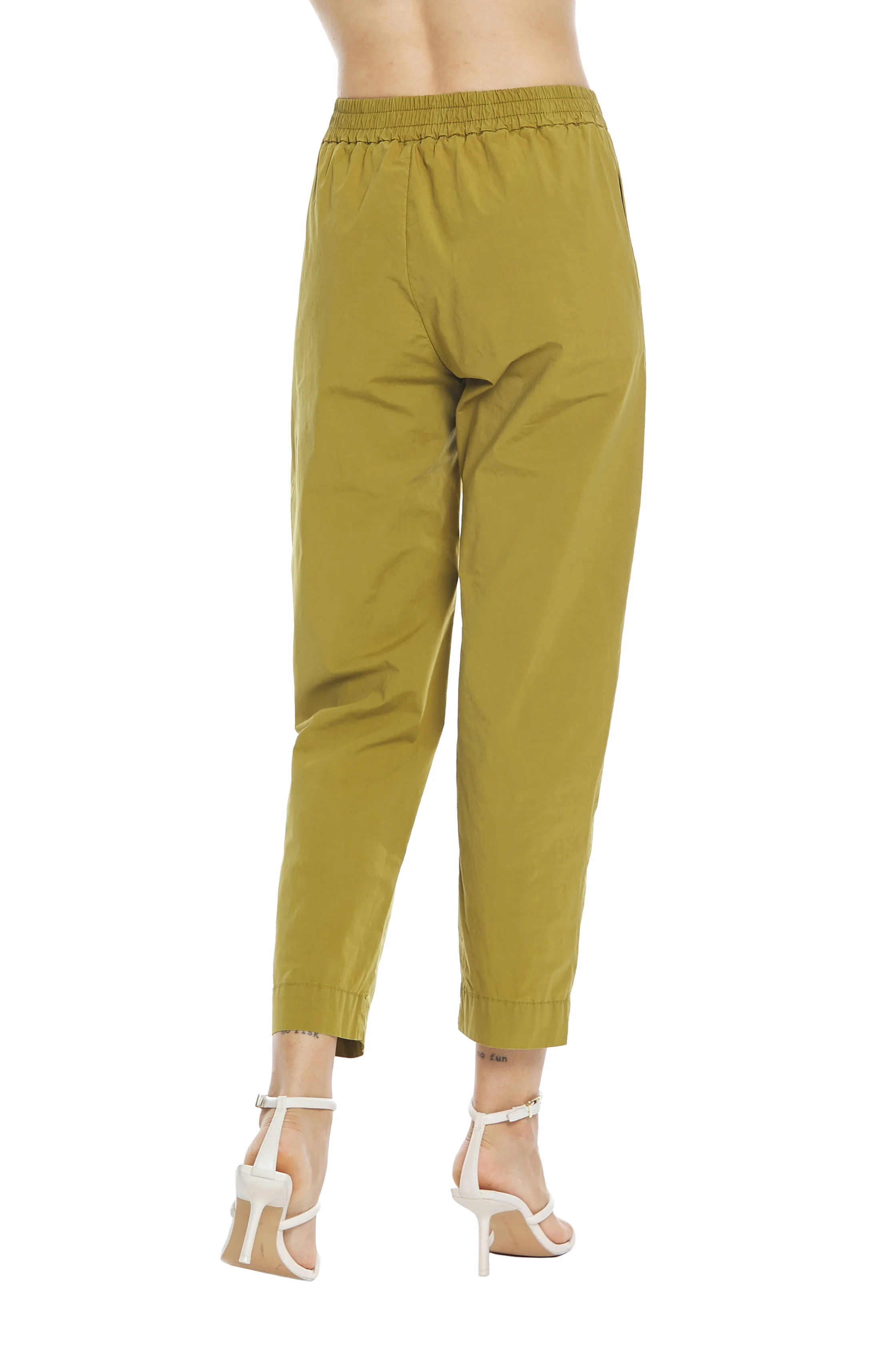 Panta ADOCIVE vita alta capri con elastico più tasche più pinces popeline cotone - Image 4