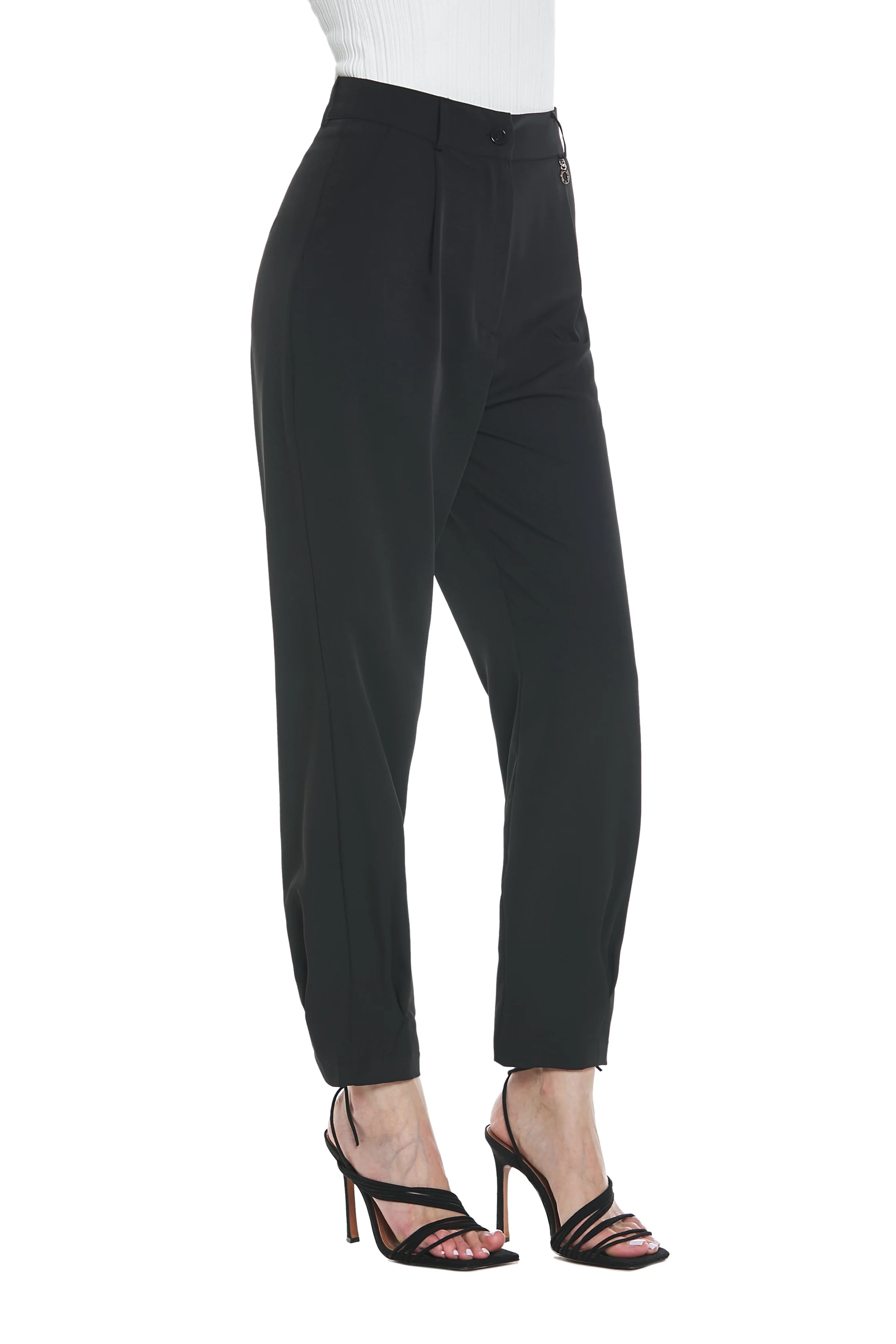 Pantalone AURORAS vita alta con cint.logo più tasche  francesi più pinces più piega baciata fdo - Image 3