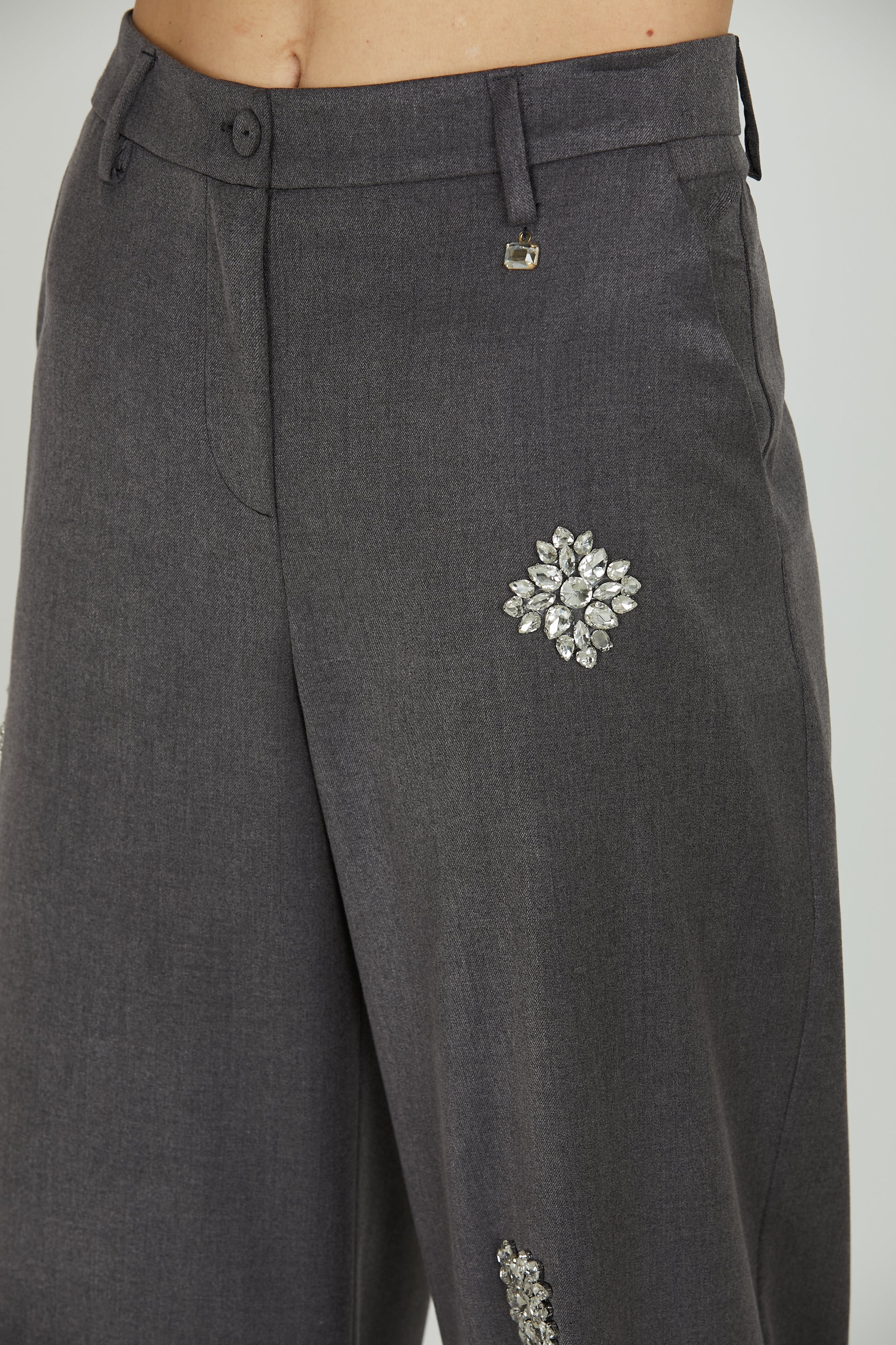 Panta AVEZ_J vita alta ampio applicazioni fiori strass - Image 5