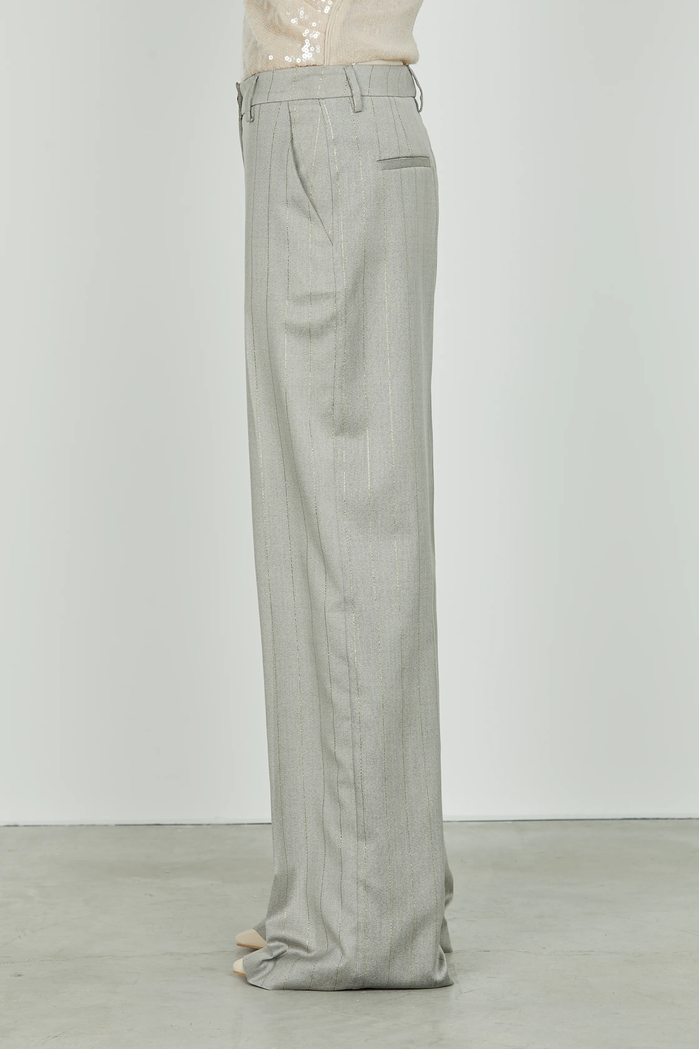 Panta AVEZ vita alta ampio gessato lurex - Image 3