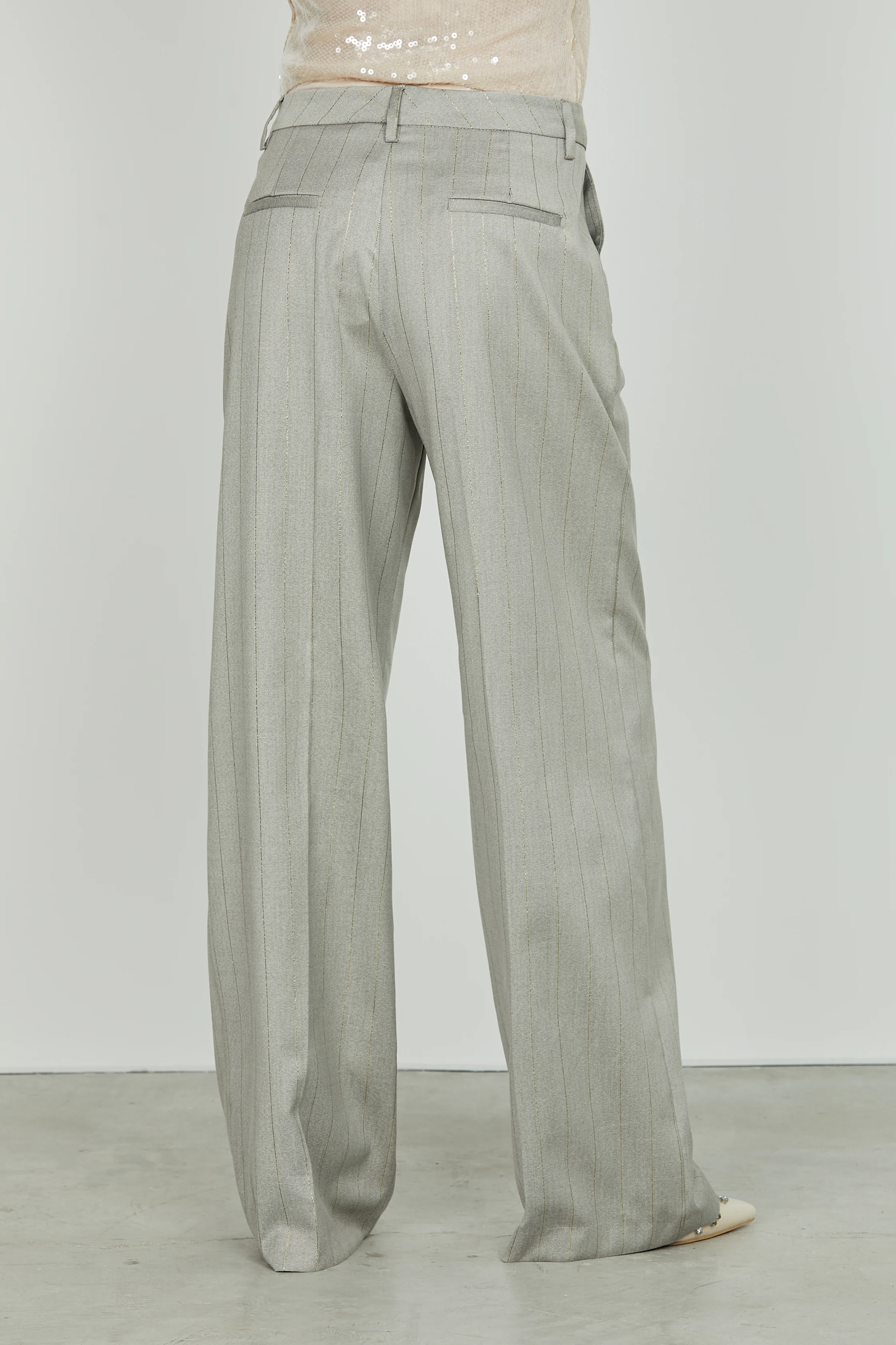 Panta AVEZ vita alta ampio gessato lurex - Image 4