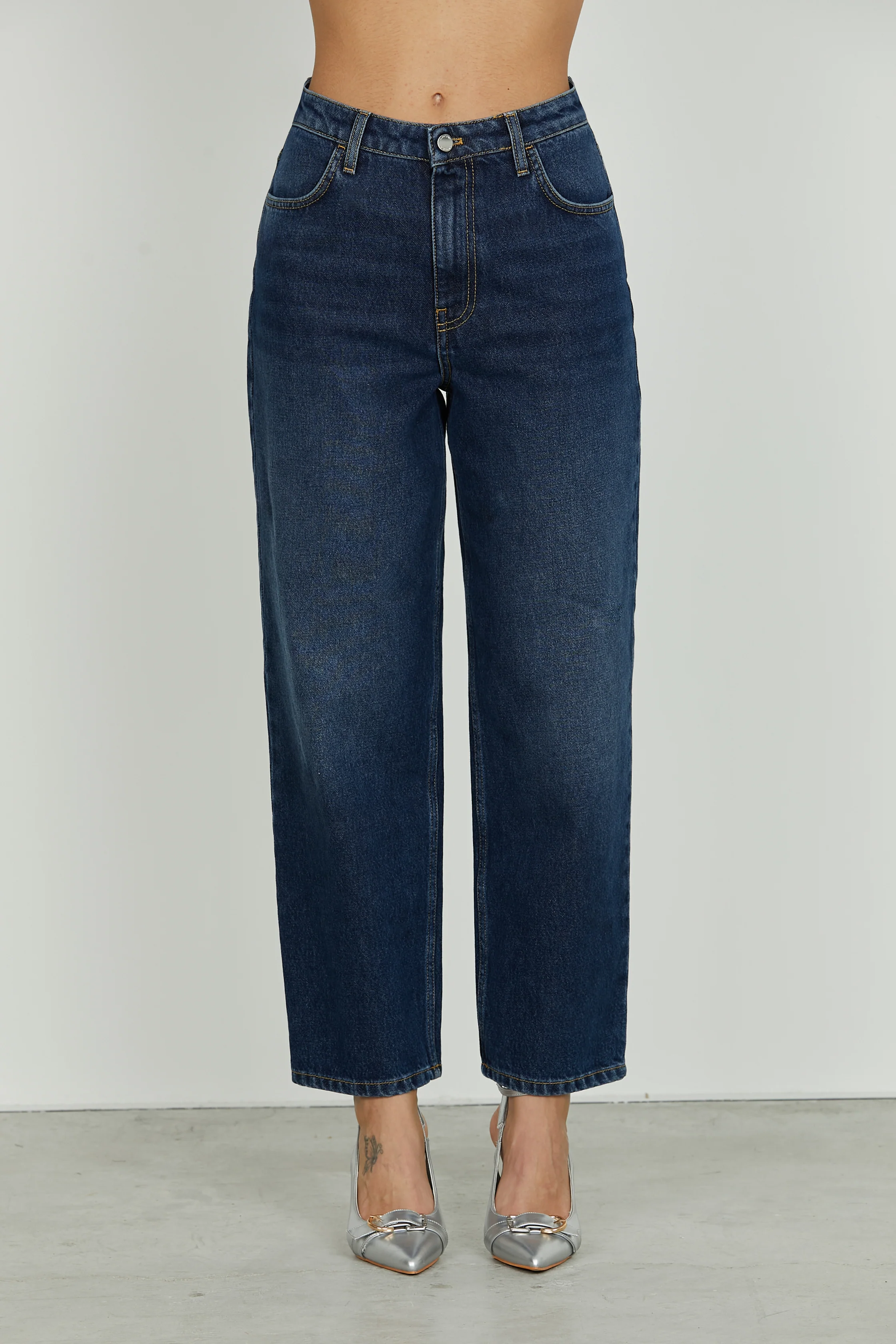 Panta CARLA_23_snz vita media 4 tasche baggy fit blue de