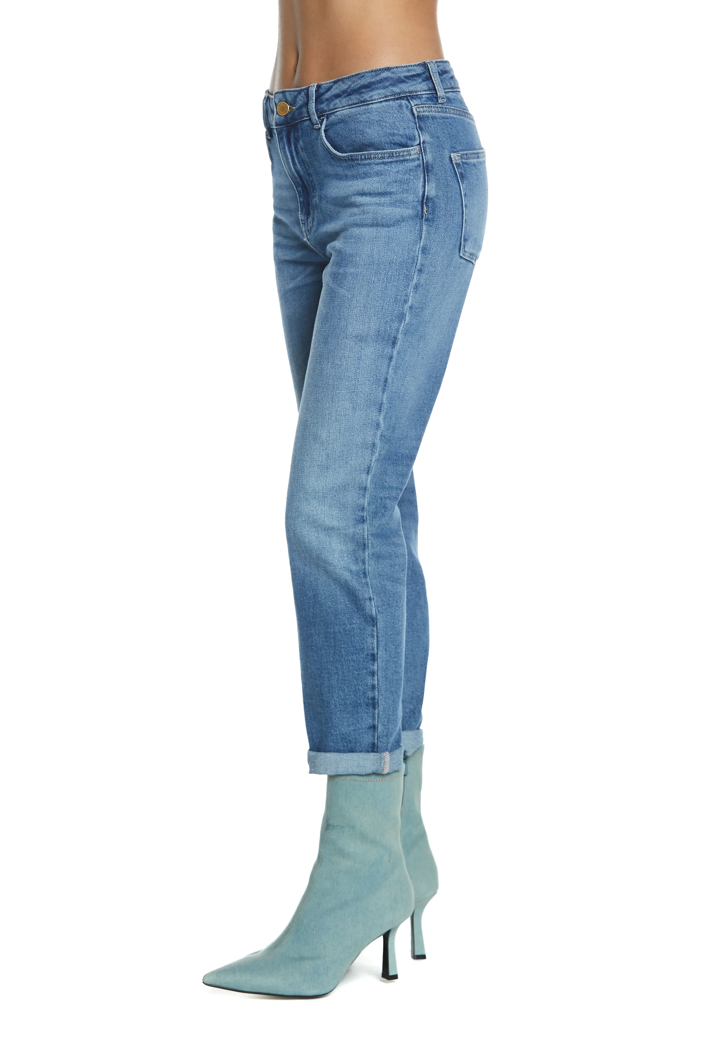 Panta CINDY_22 vita media 5tasche  con baffi cigarette fit denim blu - Image 2
