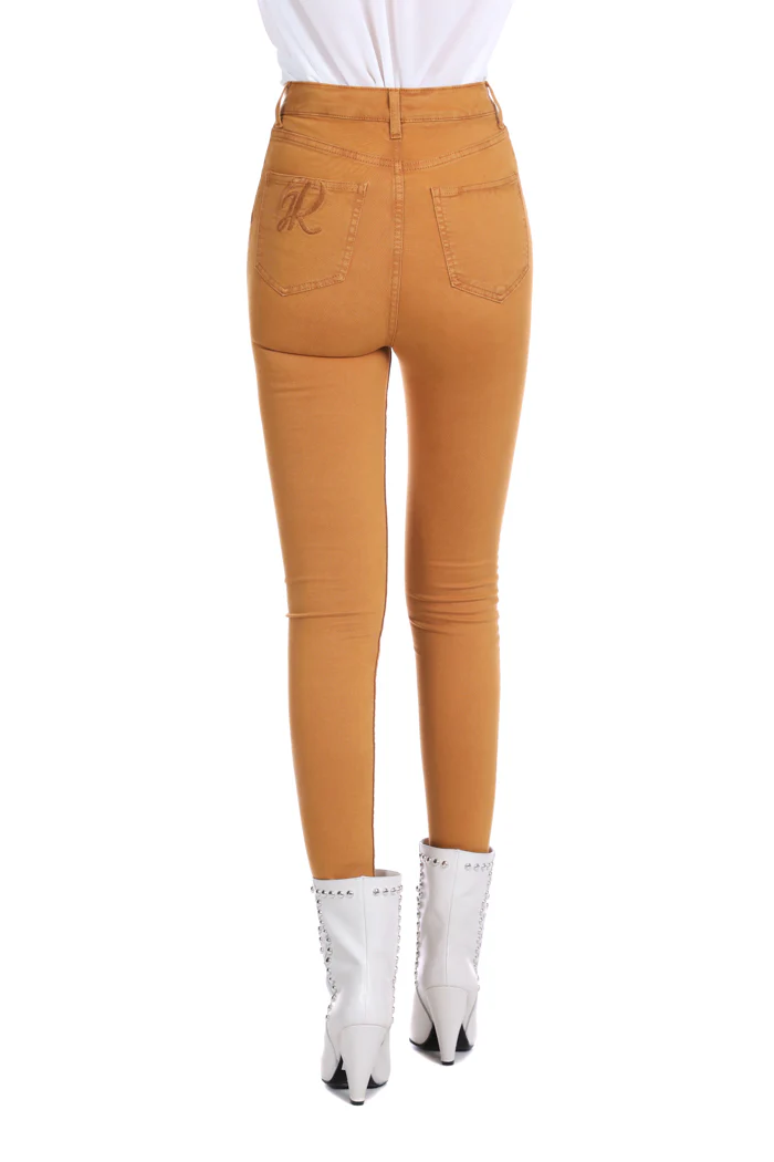 Pantalone COLLI_COLOR vita alta con bottoni 5ts più ricamo logo - Image 5