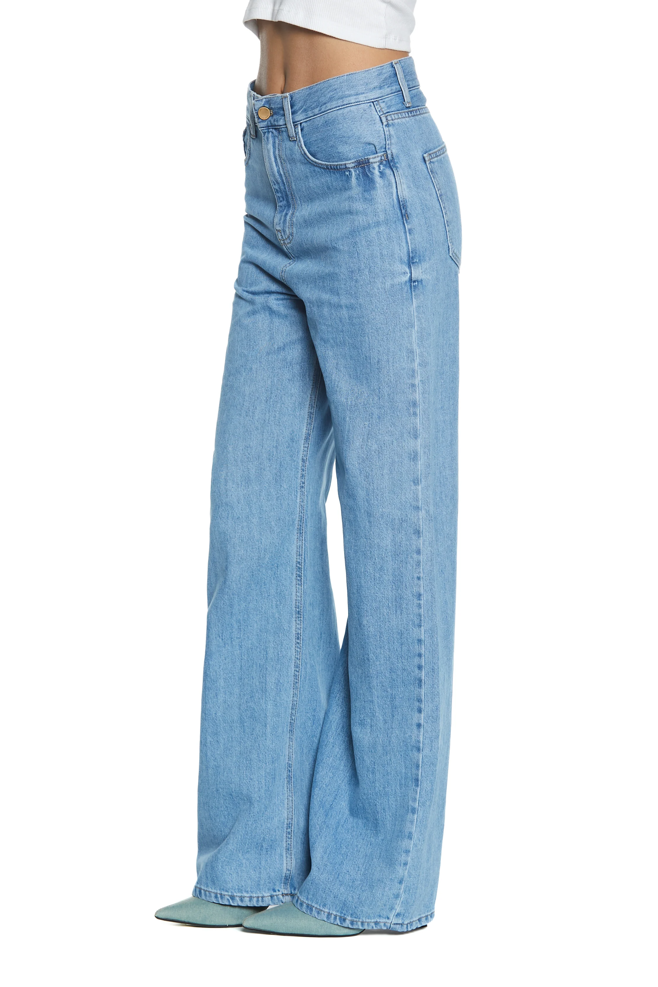 Panta GISELLE_2 vita media 5tasche  loose fit denim blu - Image 3
