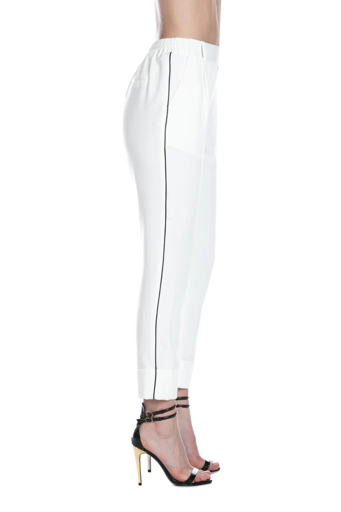 Pantalone LORDS vita alta con tasche francesi più profili ecopelle più risvolto f.do - Image 2