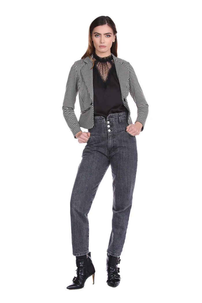 Jeans MILAS vita alta con bustino smoking più 4 ts denim black - Image 5