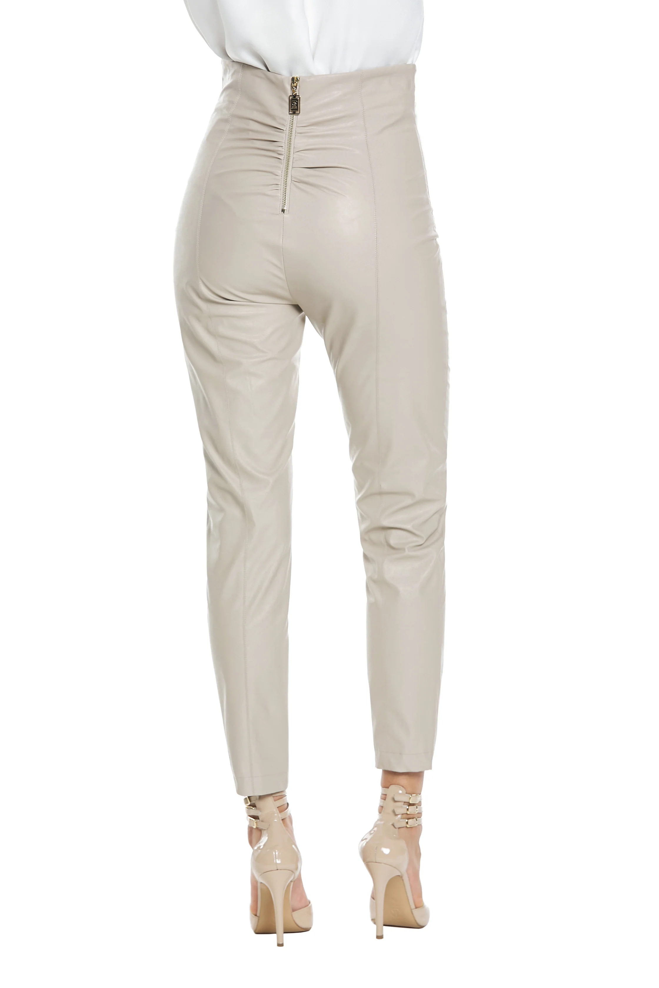 Panta OCCHIOGATTO vita alta con zip retro più arricci ecopelle - Image 4