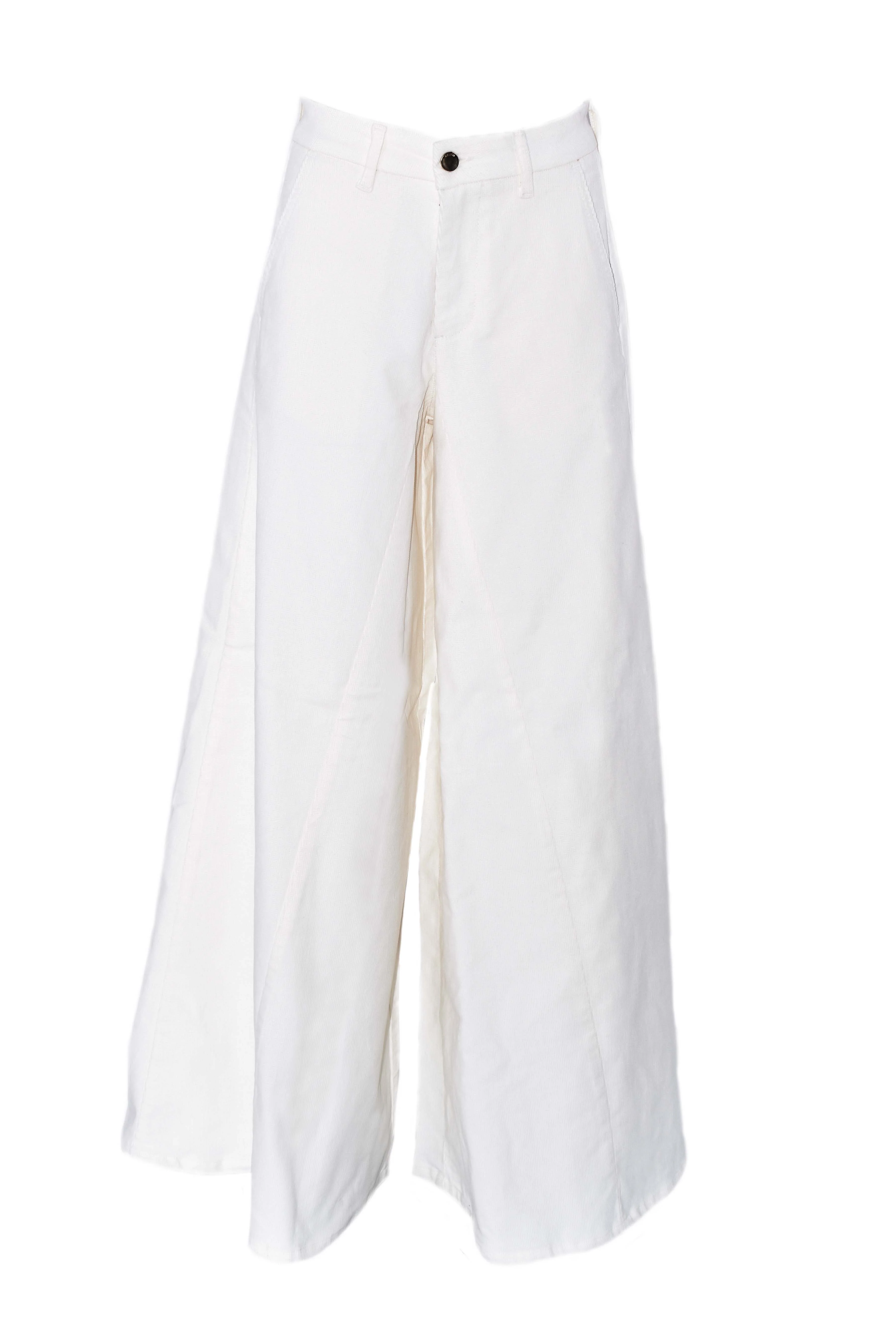Pantalone TUTALA vita alta gamba ampia con tasche francesi velluto mille righe - Image 2