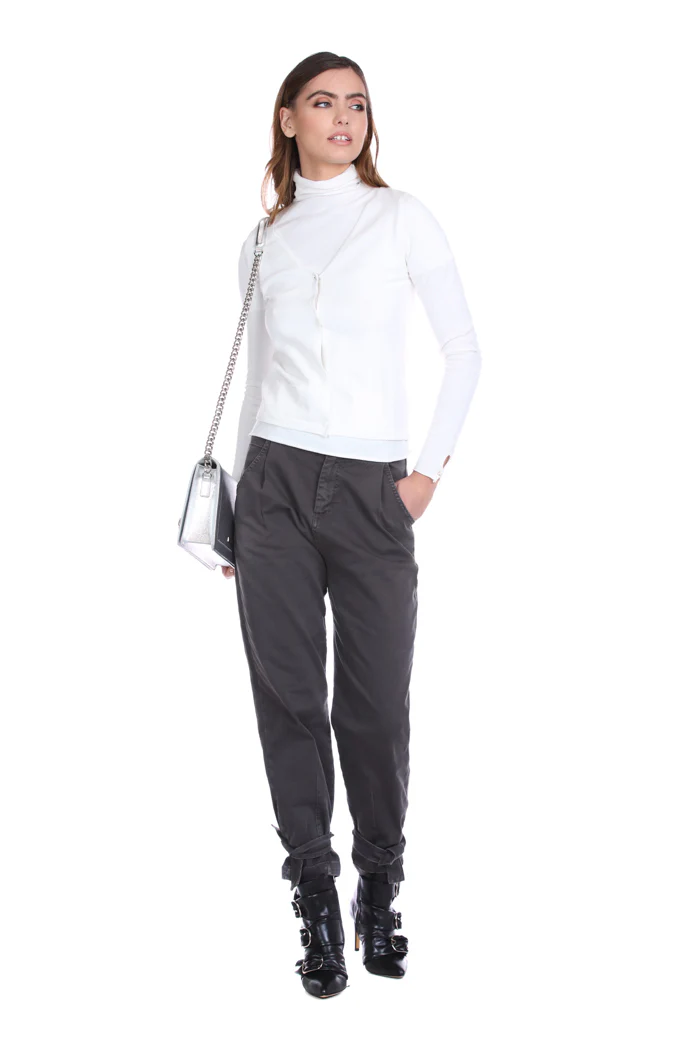 Pantalone WURT vita alta con tasche più cinturino fondo - Image 4