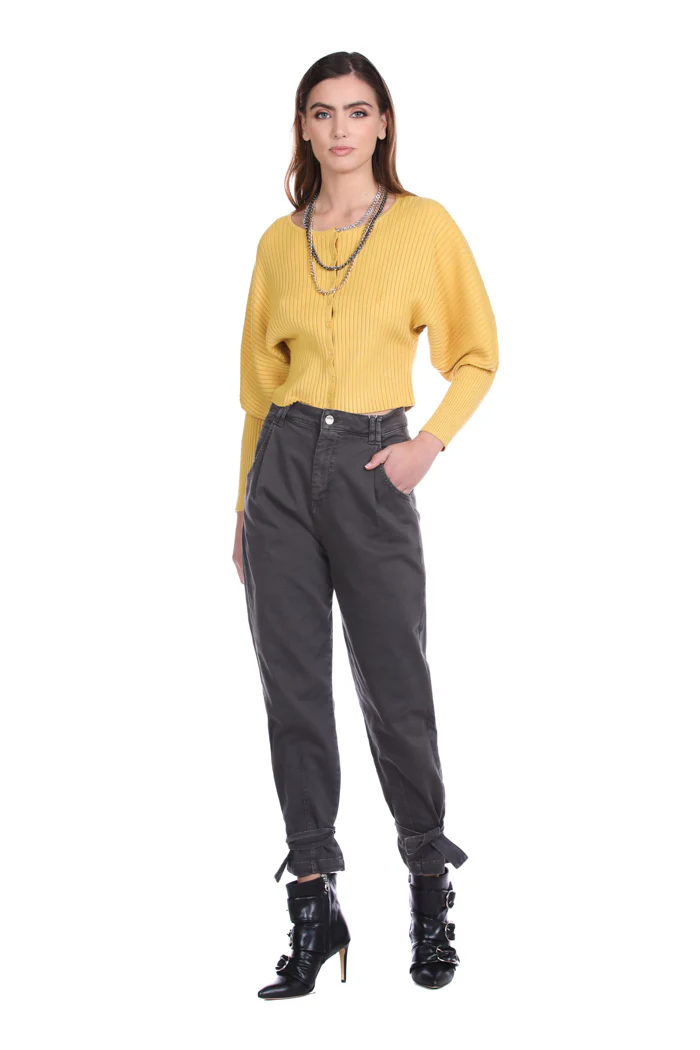 Pantalone WURT vita alta con tasche più cinturino fondo - Image 5