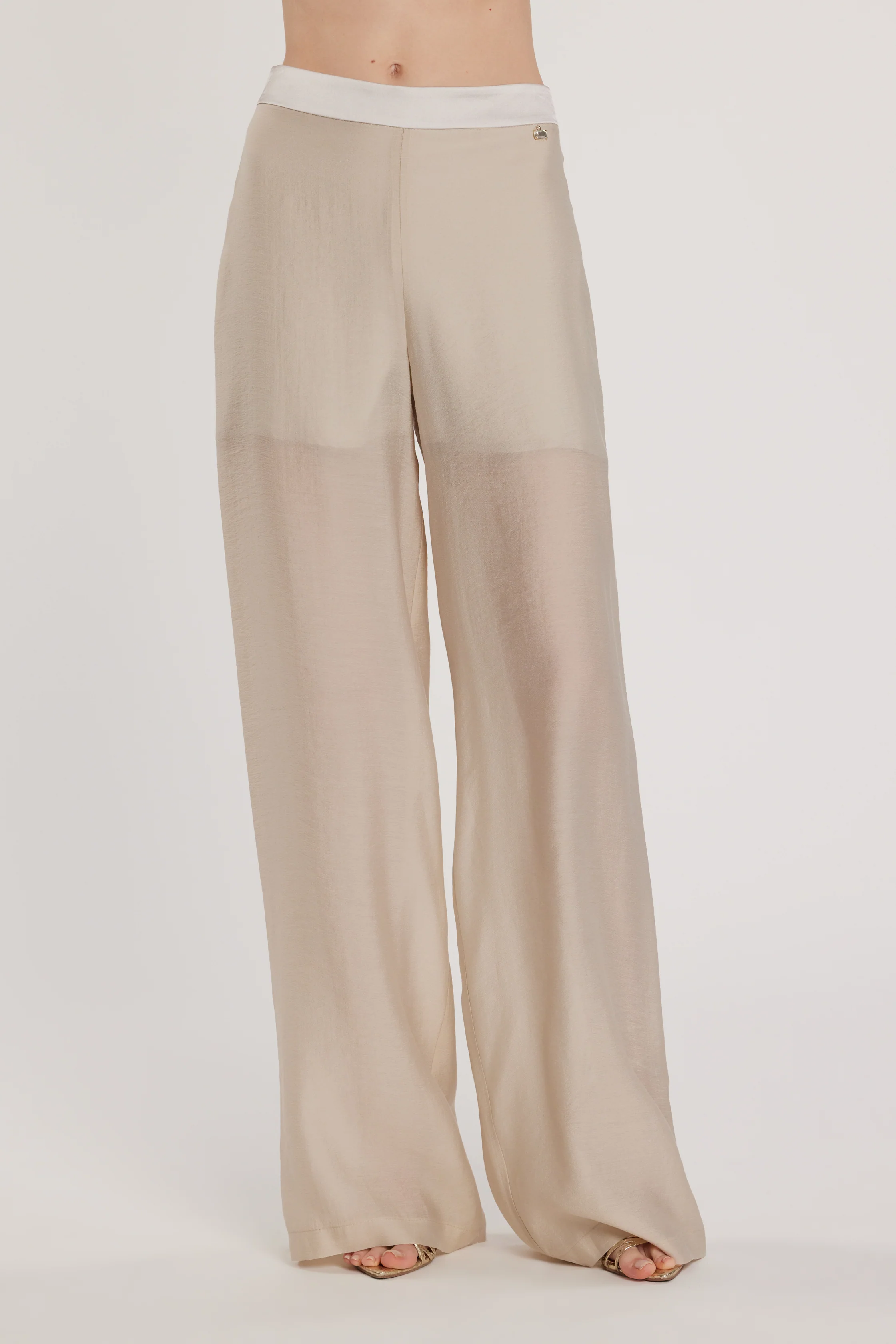 Pantalone ARGENTO vita alta ampia bustino in raso - Image 2