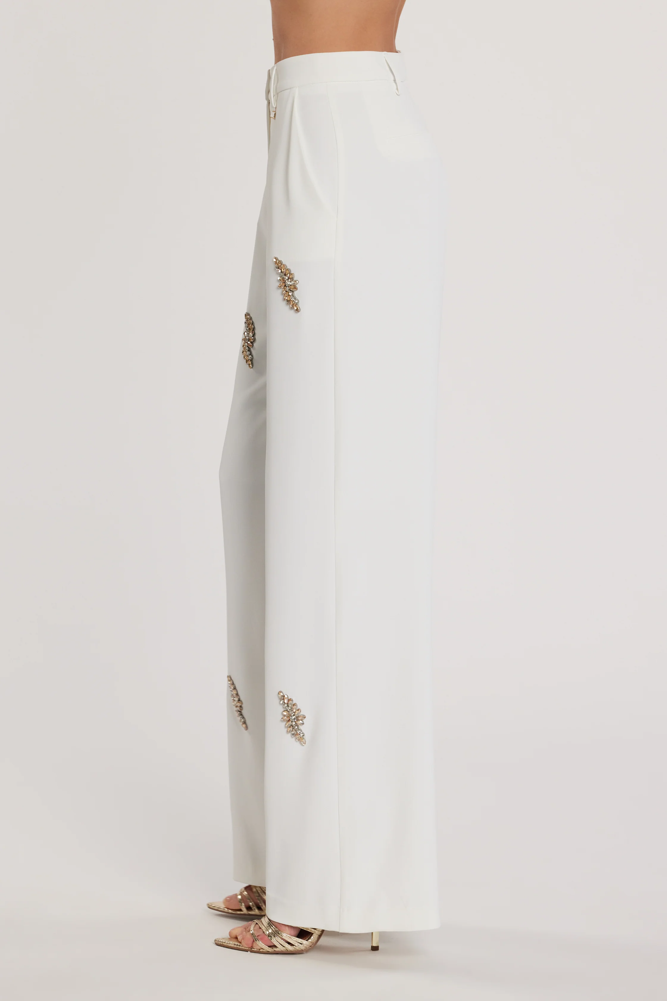 Pantalone AVEZAM vita alta ampia con applicazioni strass - Image 3