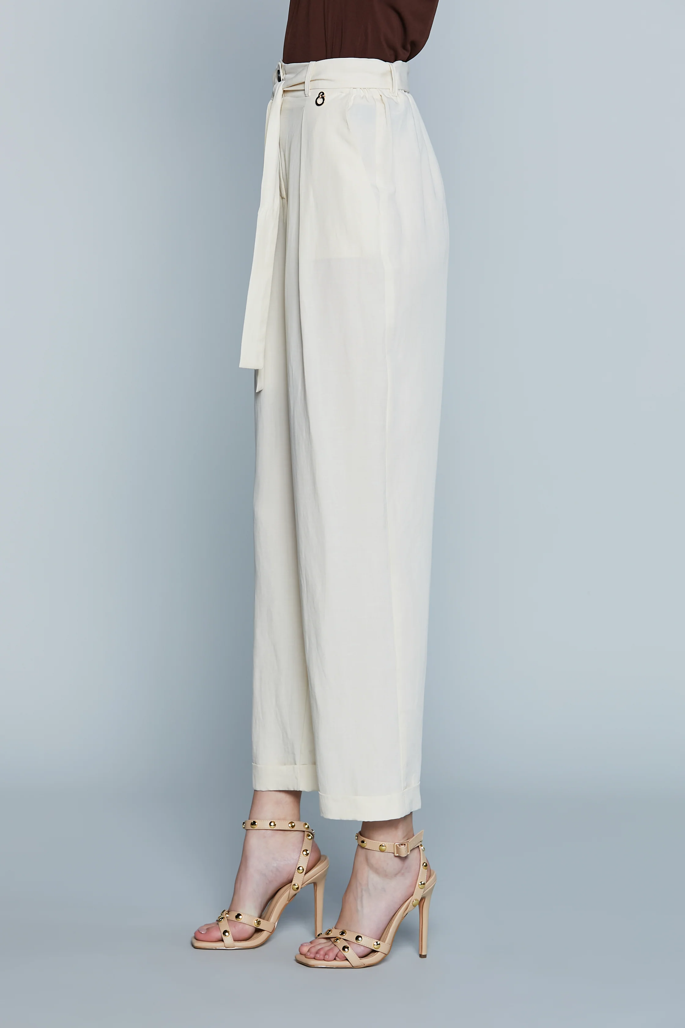 Pantalone BELTIN Vita Alta con Elastico più Cintura con Pinces più Ts Francesi - Image 3