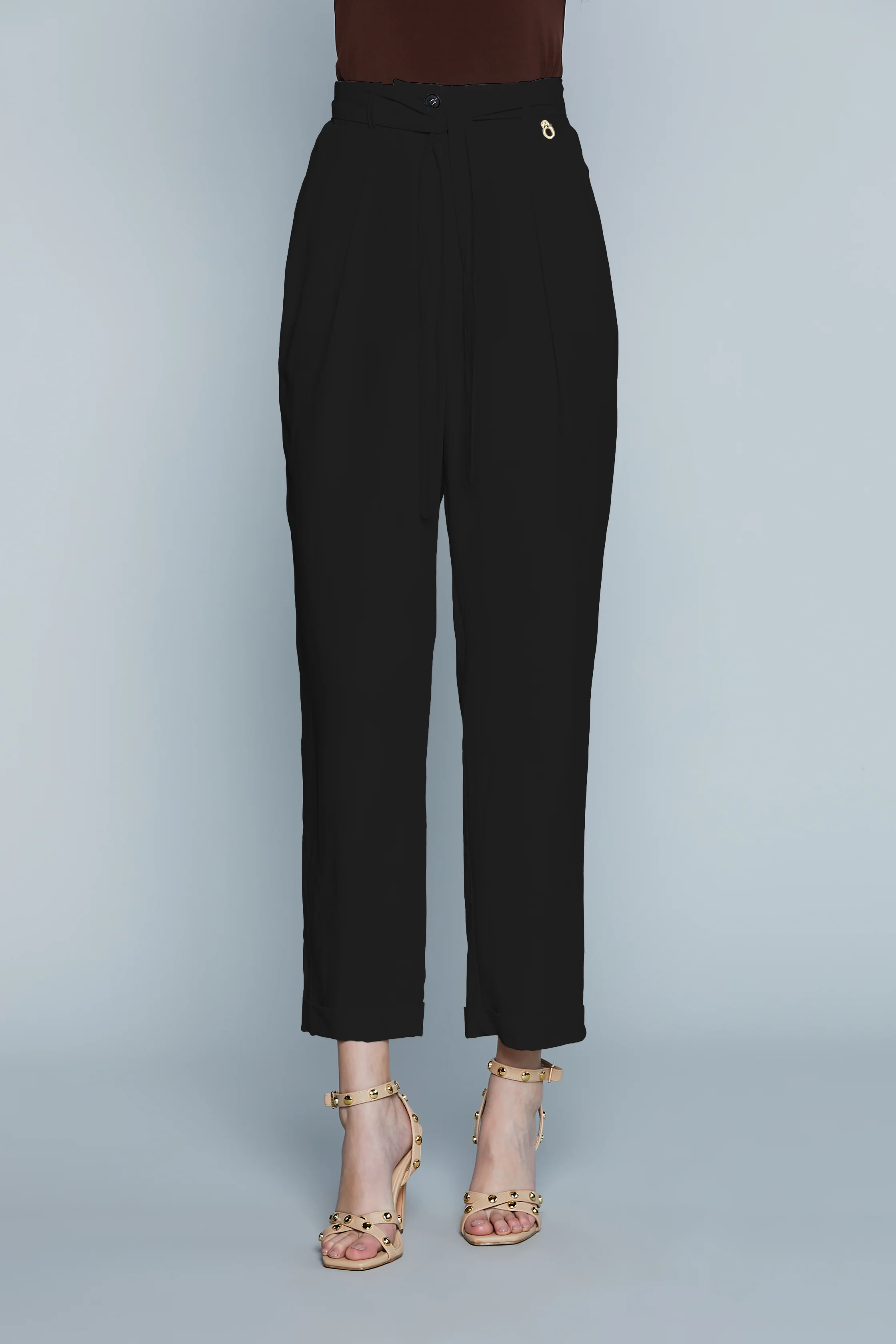 Pantalone BELTIN Vita Alta con Elastico più Cintura con Pinces più Ts Francesi - Image 5