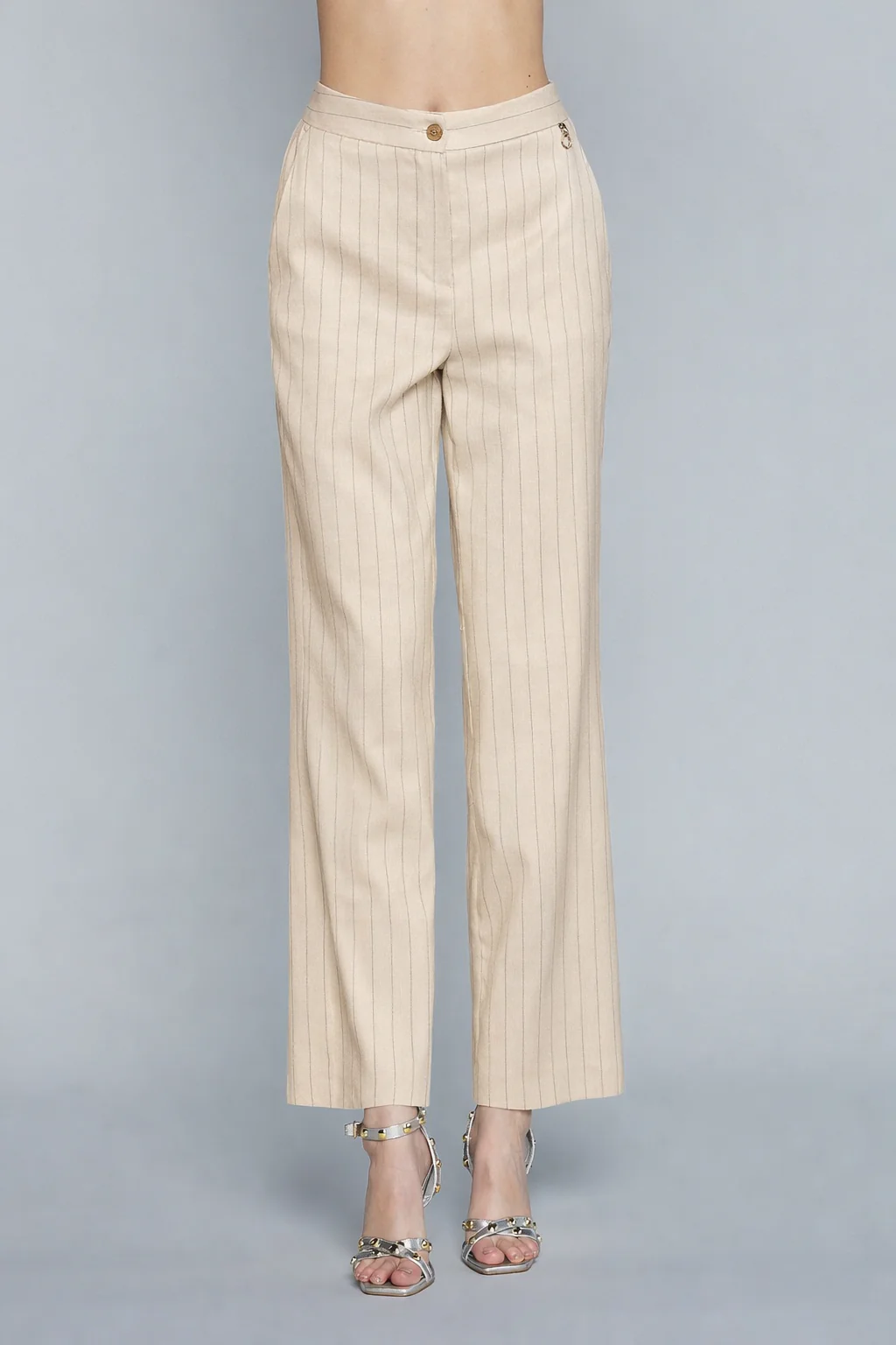 Pantalone CASTELLA Vita Alta con Elastico più Ts Francesi Gessato - Image 5