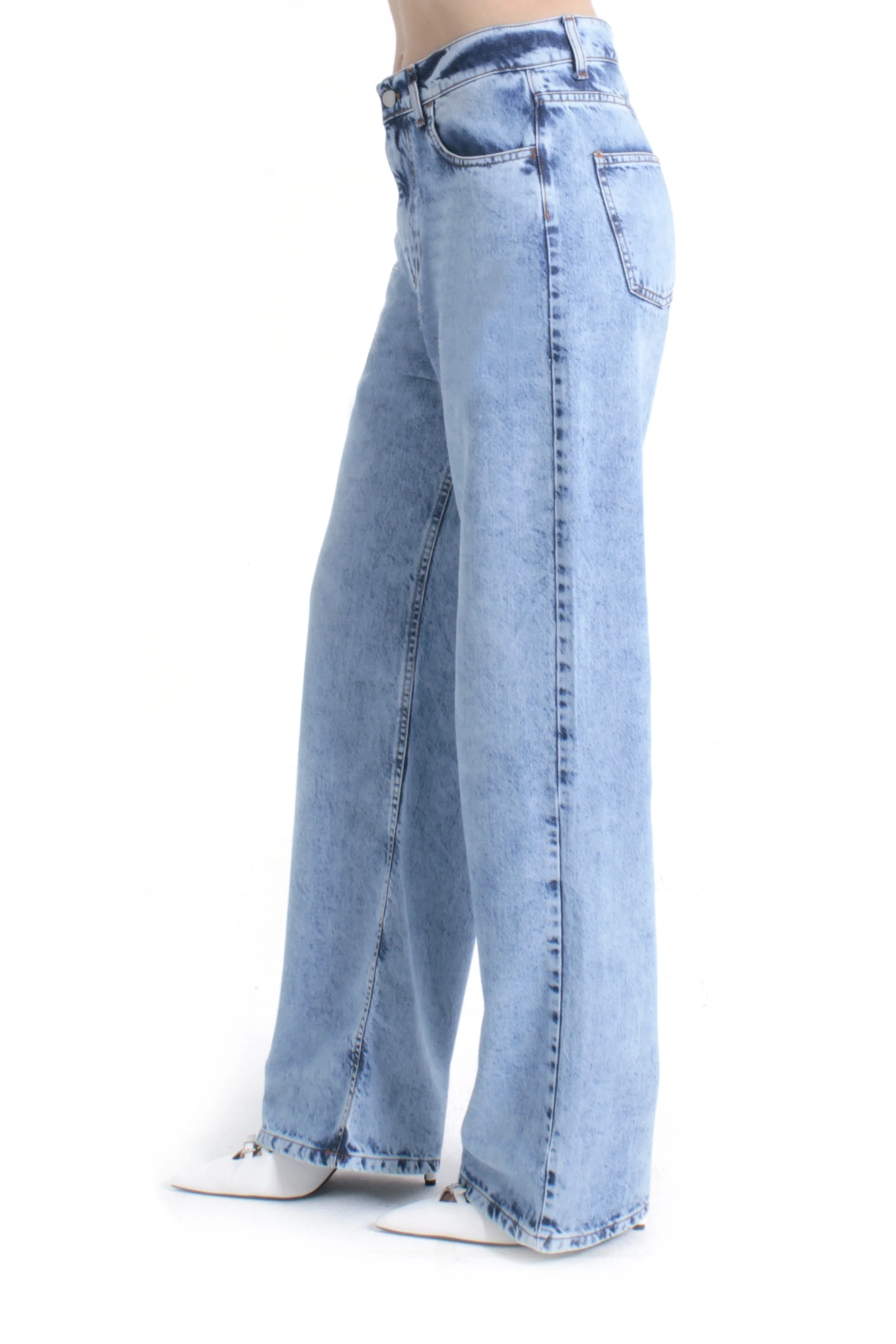 Pantalone GISELLE_23_SNZ vita media cinque tasche loose fit denim blu - Image 2
