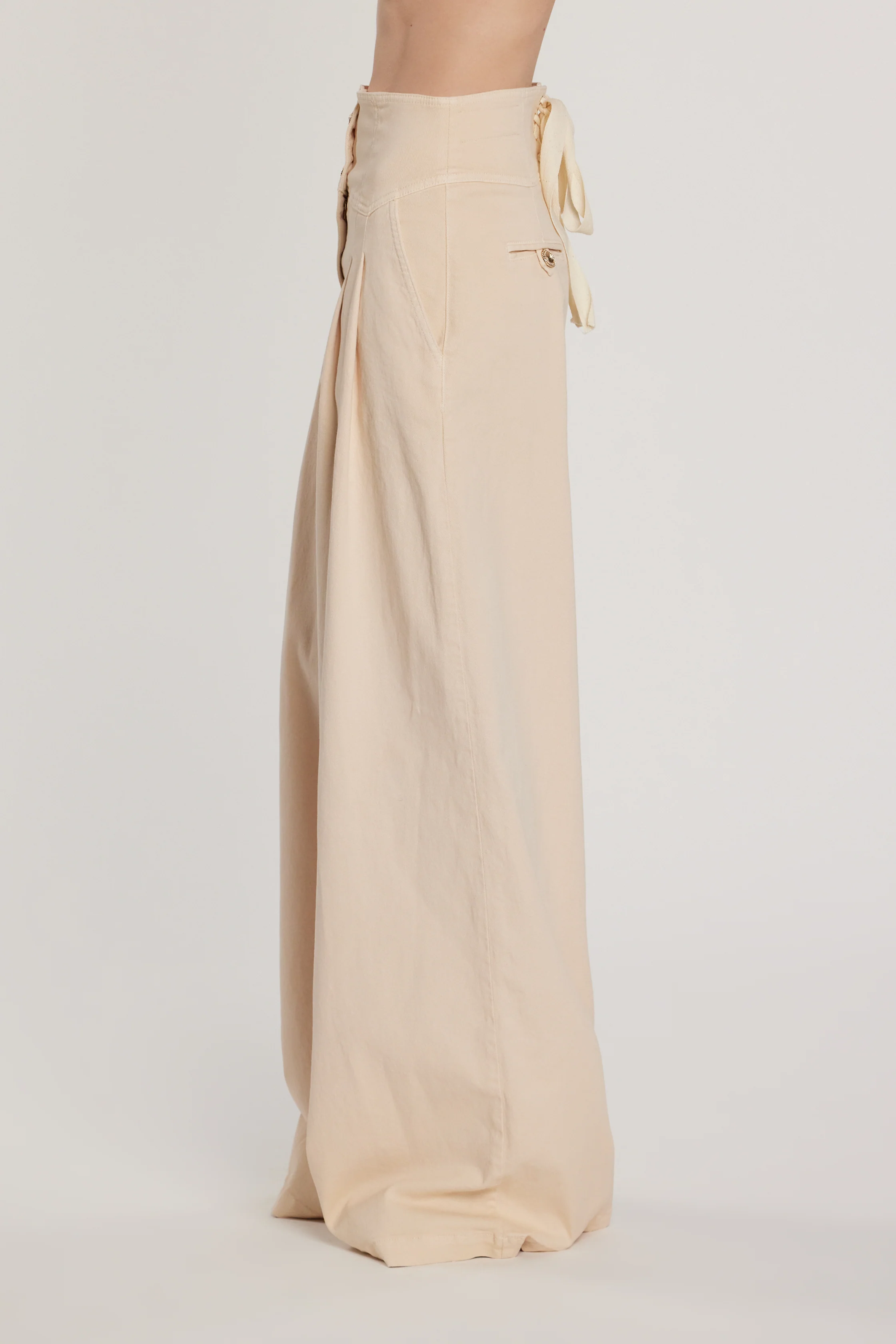Pantalone HILLER vita alta palazzo con bustino alto più stringhe più tasche più pinces - Image 3