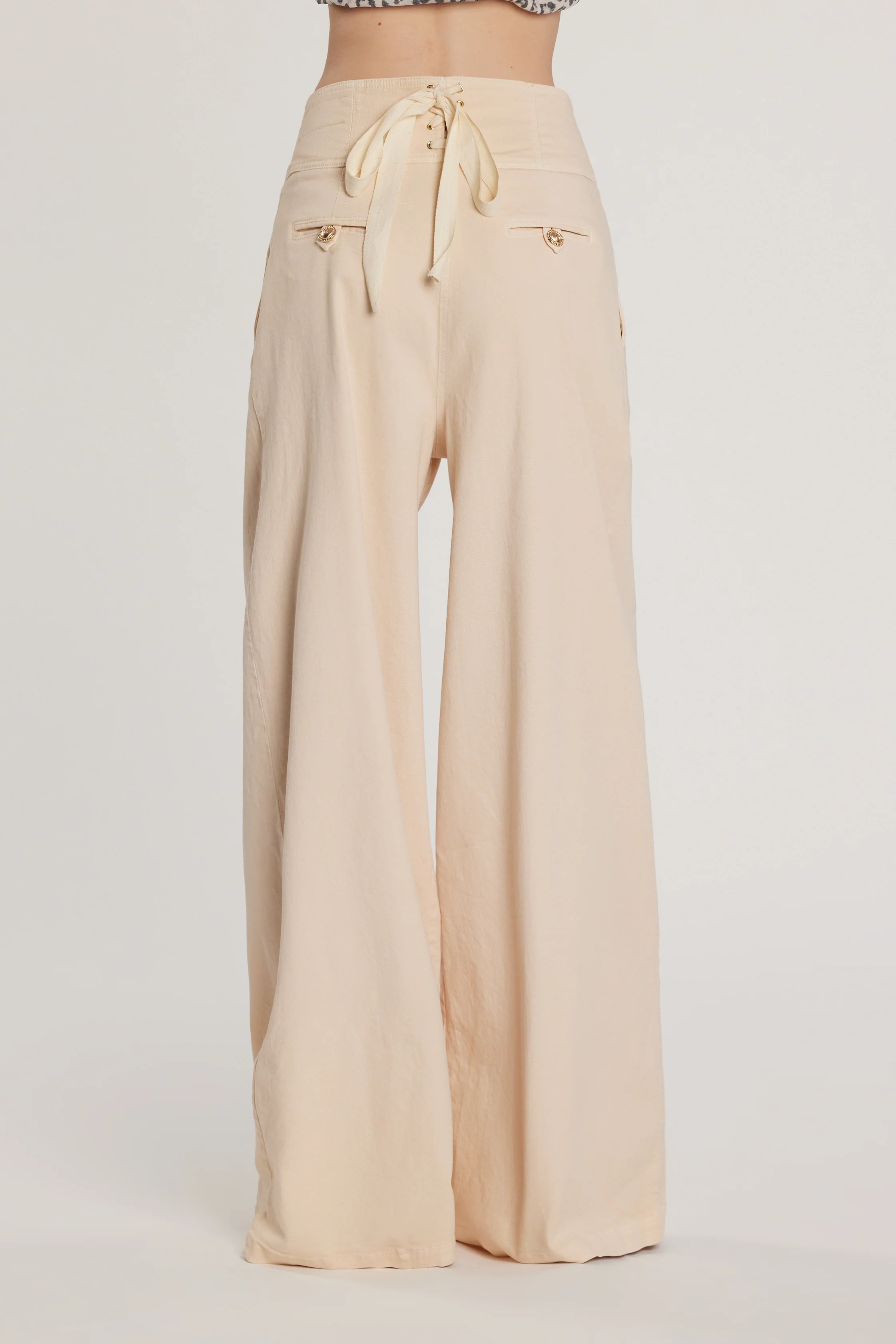 Pantalone HILLER vita alta palazzo con bustino alto più stringhe più tasche più pinces - Image 4