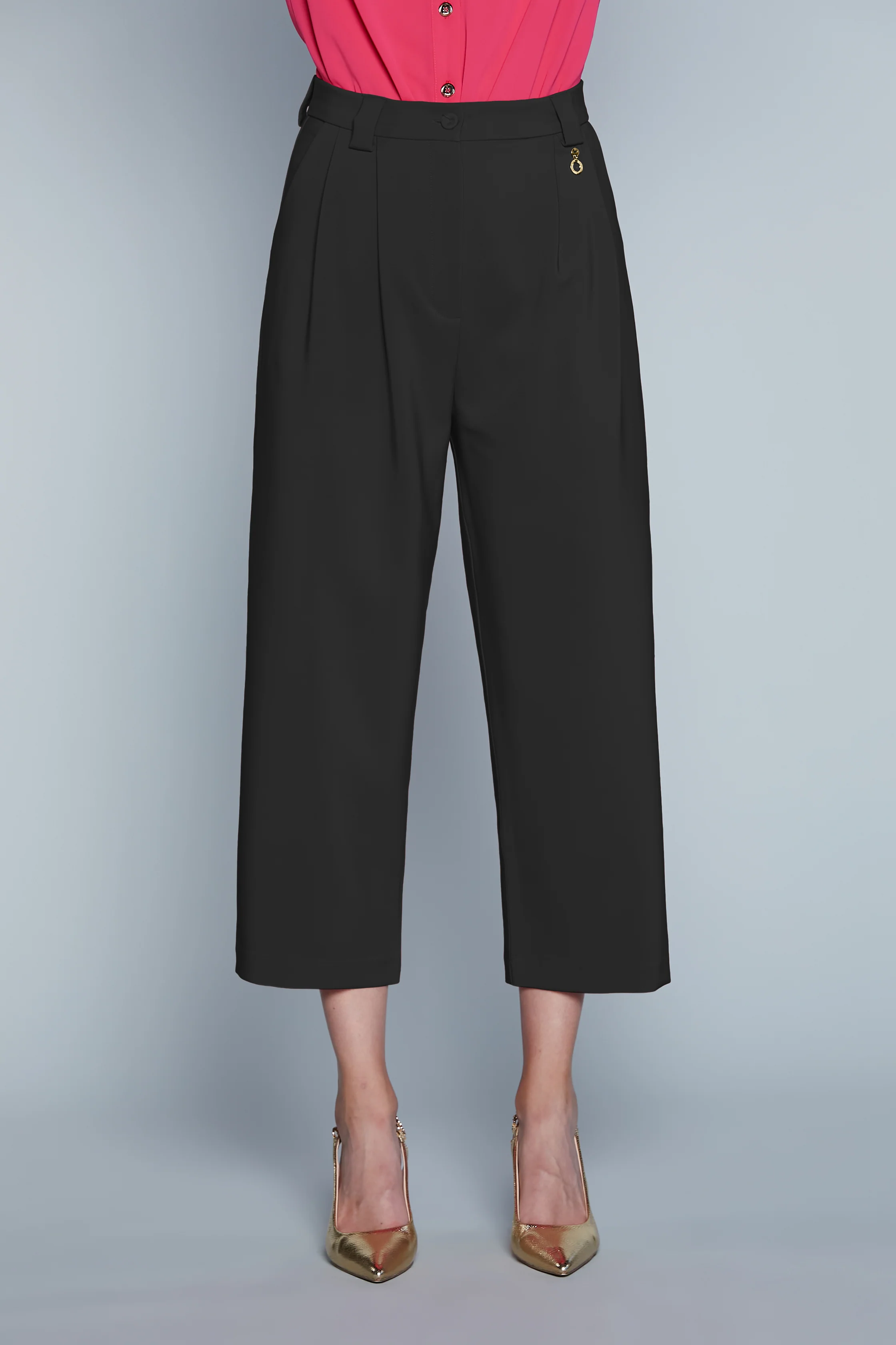 Pantalone INKOS Vita Alta Capri con Pinces più Tasche Francesi - Image 5