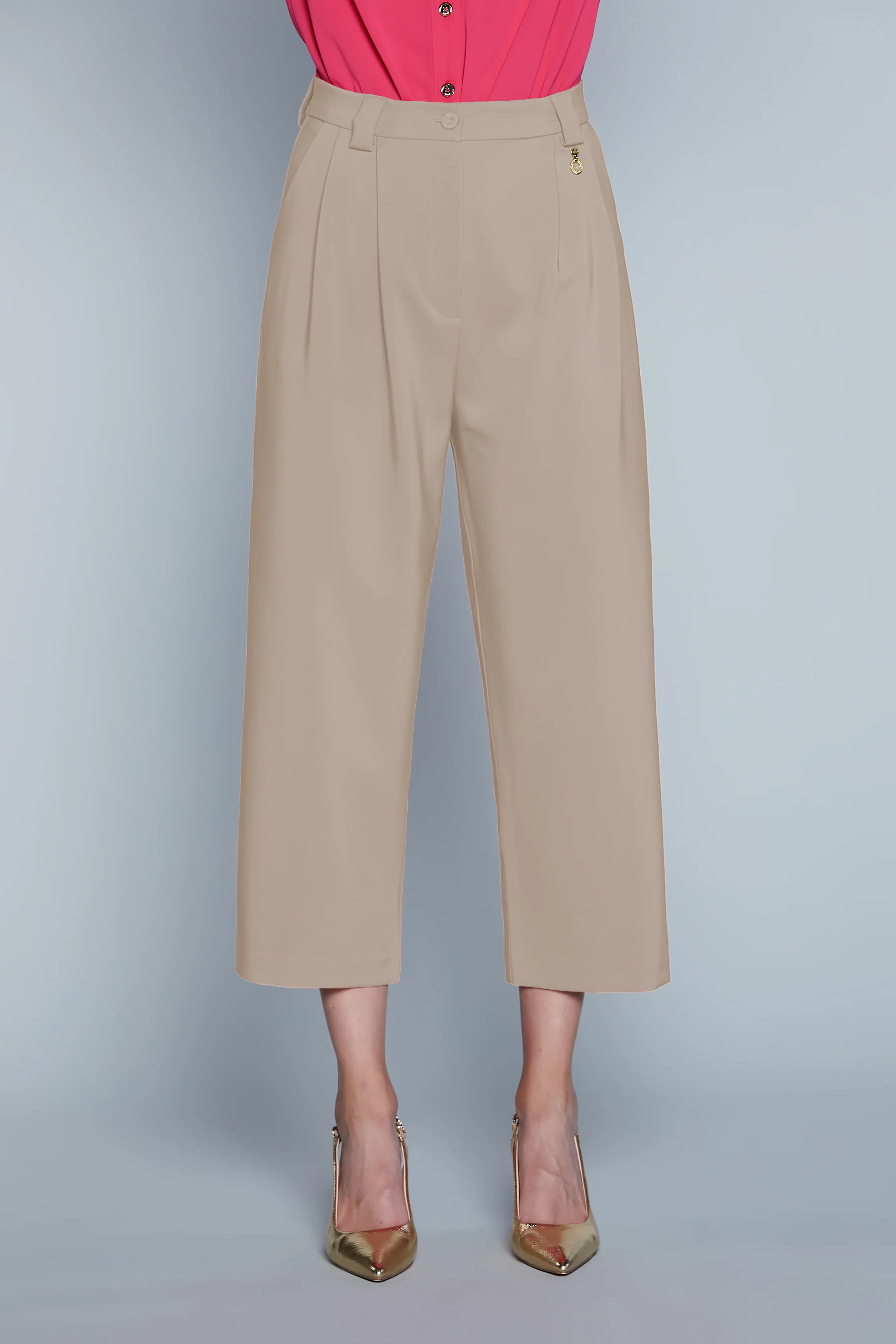 Pantalone INKOS Vita Alta Capri con Pinces più Tasche Francesi - Image 6