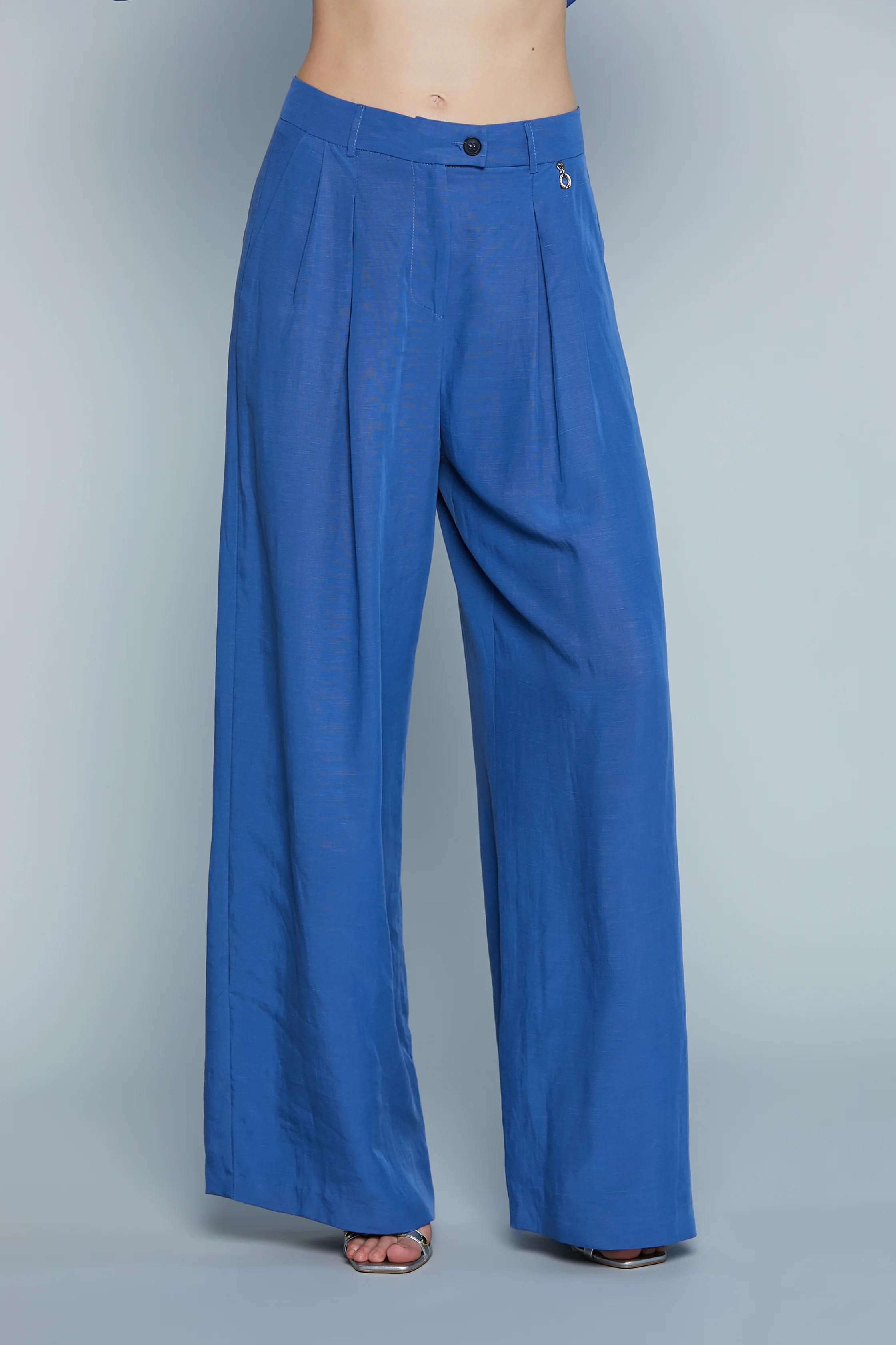 Pantalone KRIZIA_L Vita Alta Palazzo Ampio con Pinces più Ts Francesi - Image 2