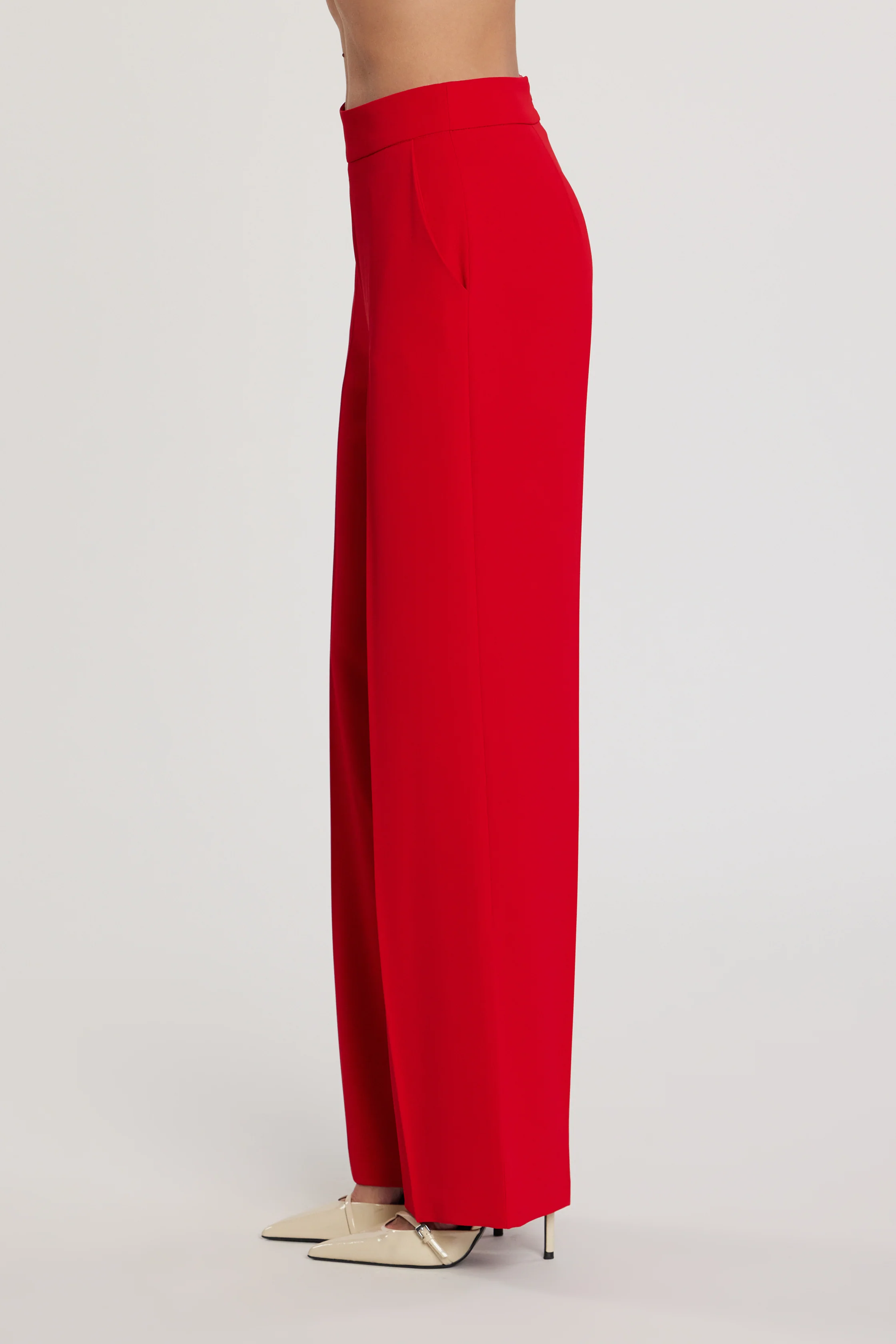 Pantalone LALIM vita alta palazzo con tasche francesi - Image 3
