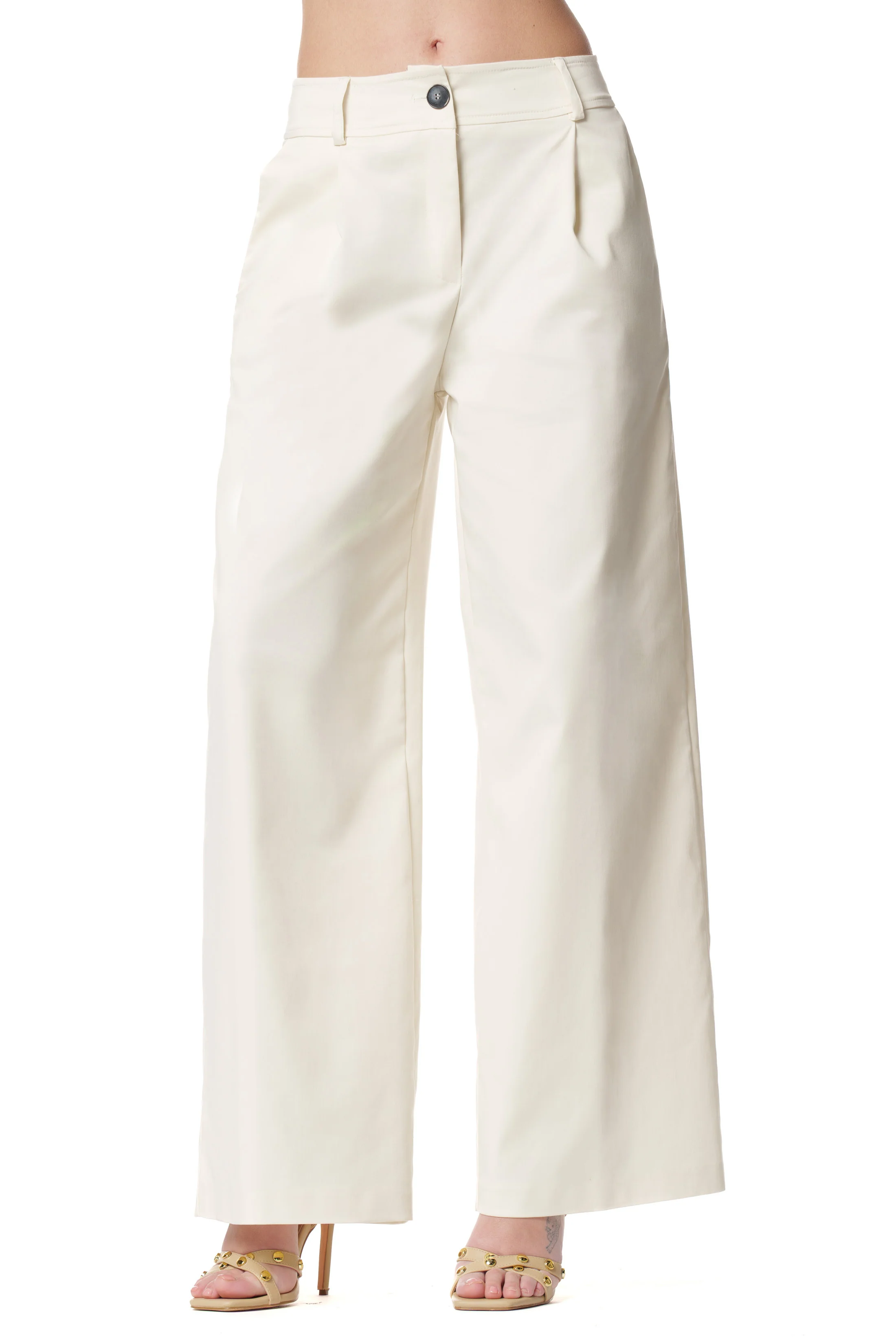 Pantalone PINEAPPLEY largo più pinces in  gabardine cotone