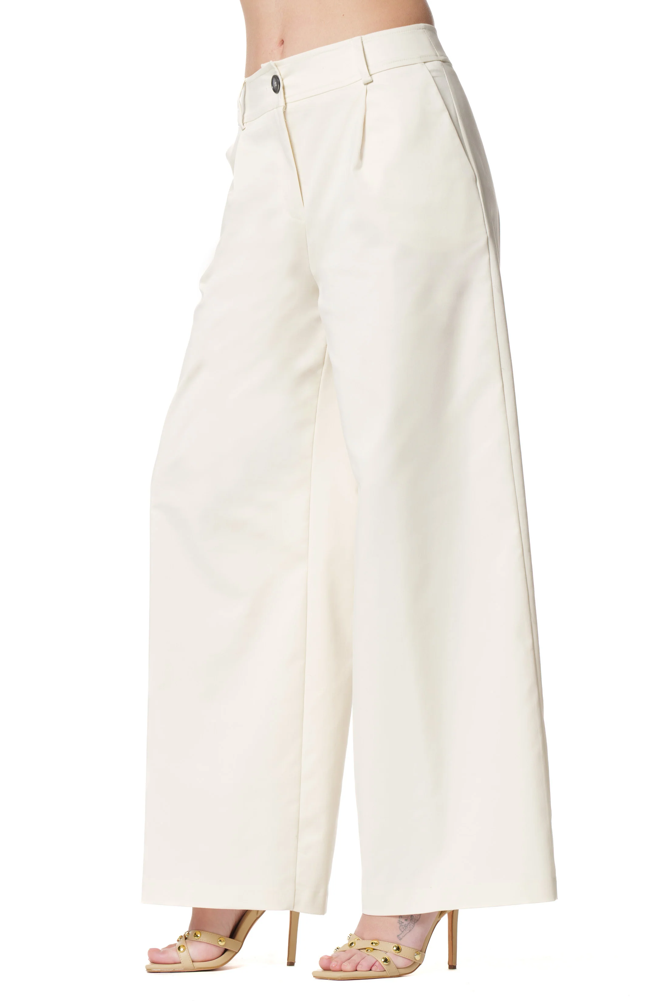 Pantalone PINEAPPLEY largo più pinces in  gabardine cotone - Image 2
