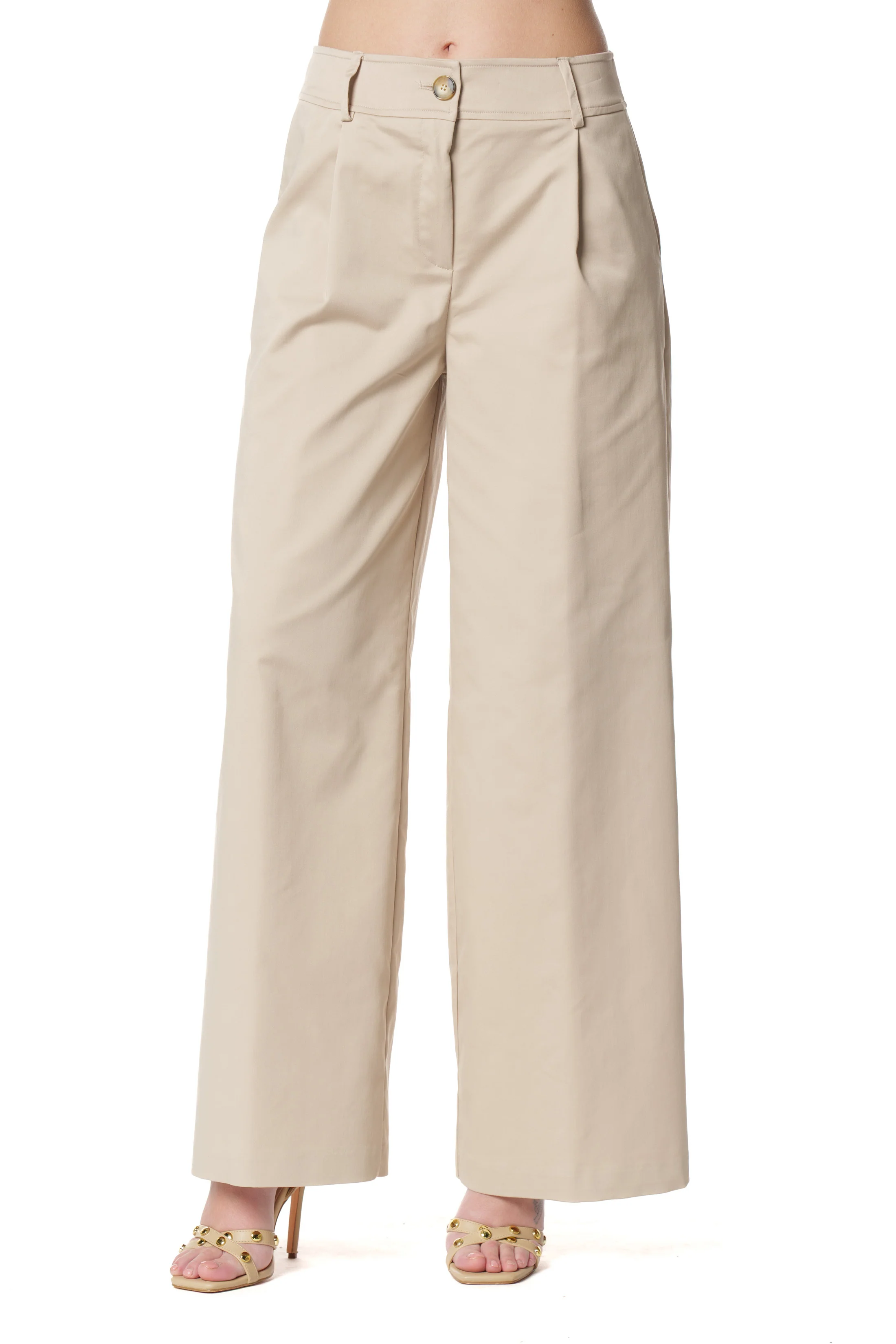 Pantalone PINEAPPLEY largo più pinces in  gabardine cotone - Image 4