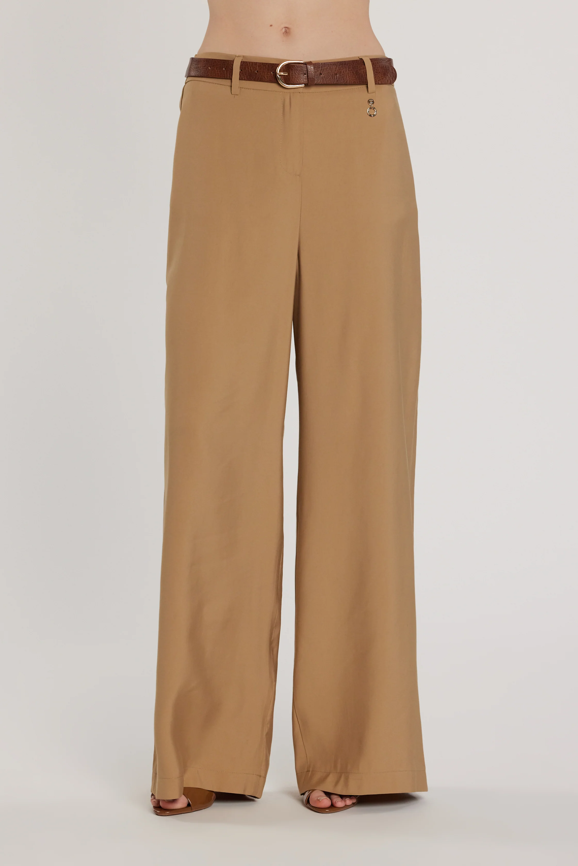 Pantalone PREZIOSA_P vita alta palazzo con cintura più tasche francesi più filetto