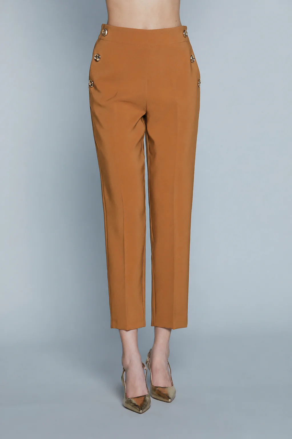 Pantalone PUENSUM_B Vita Alta con Elastico più Tasche Francesi più Filetto più Bottoni - Image 5