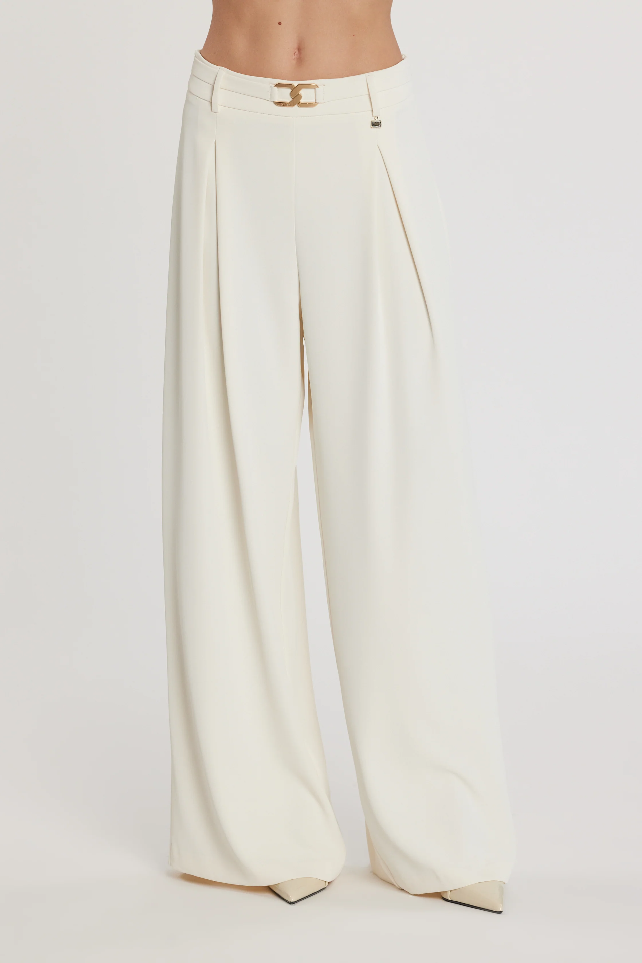 Pantalone ROJER vita alta palazzo con cintura più passante logo più pieghe - Image 2