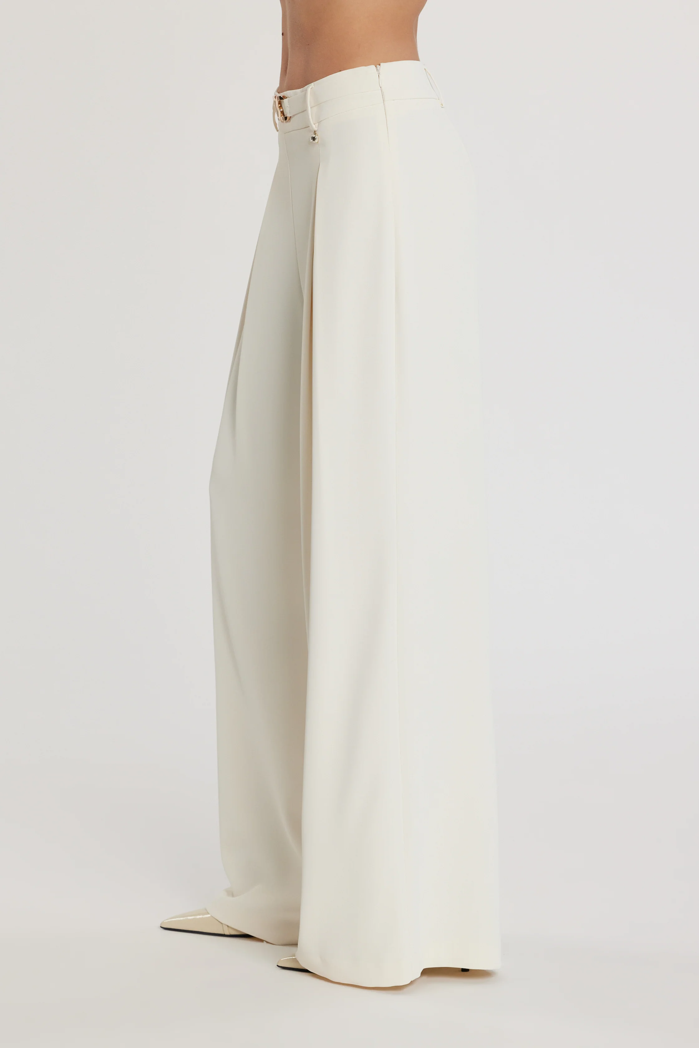 Pantalone ROJER vita alta palazzo con cintura più passante logo più pieghe - Image 3