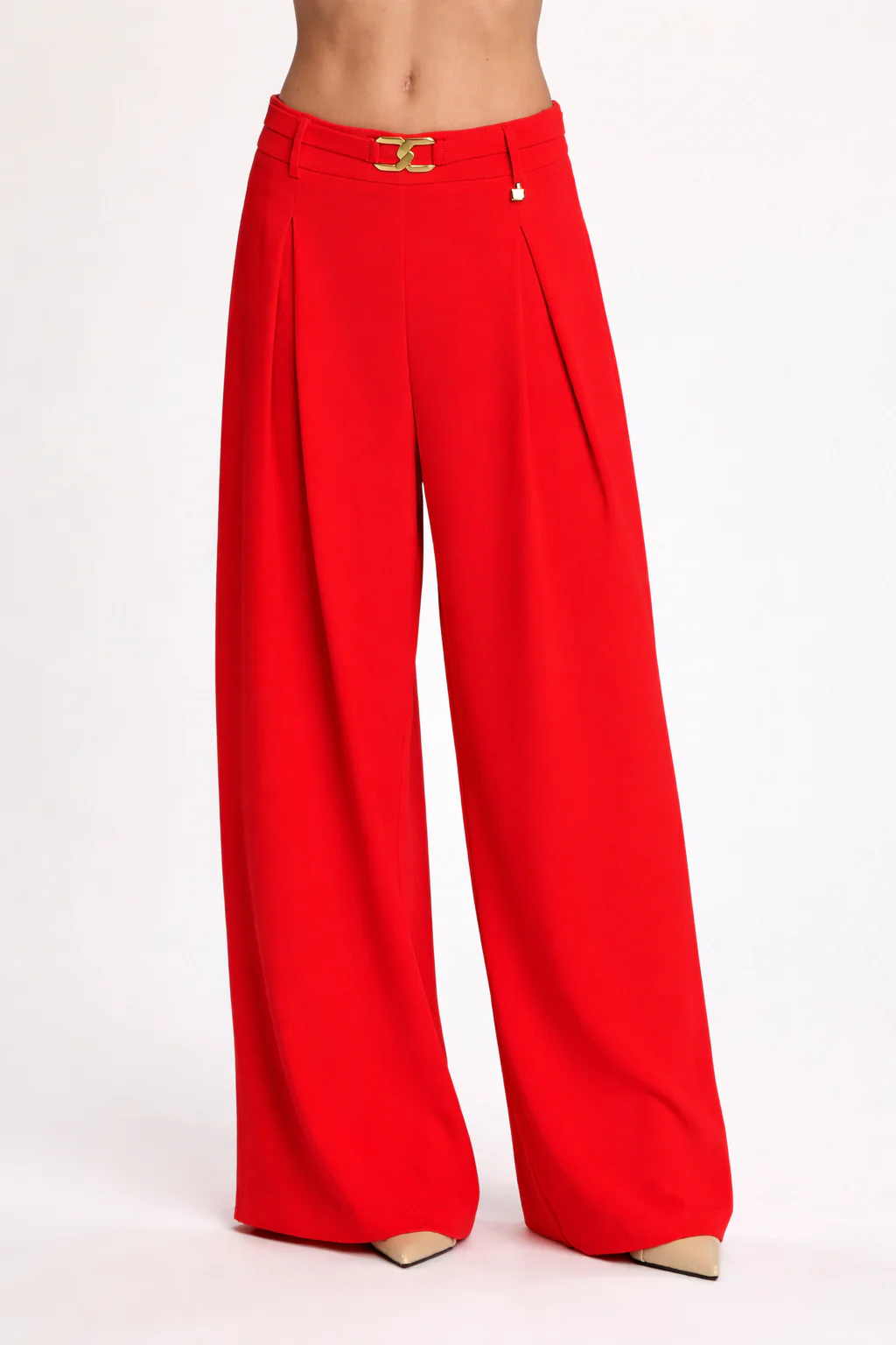 Pantalone ROJER vita alta palazzo con cintura più passante logo più pieghe - Image 5