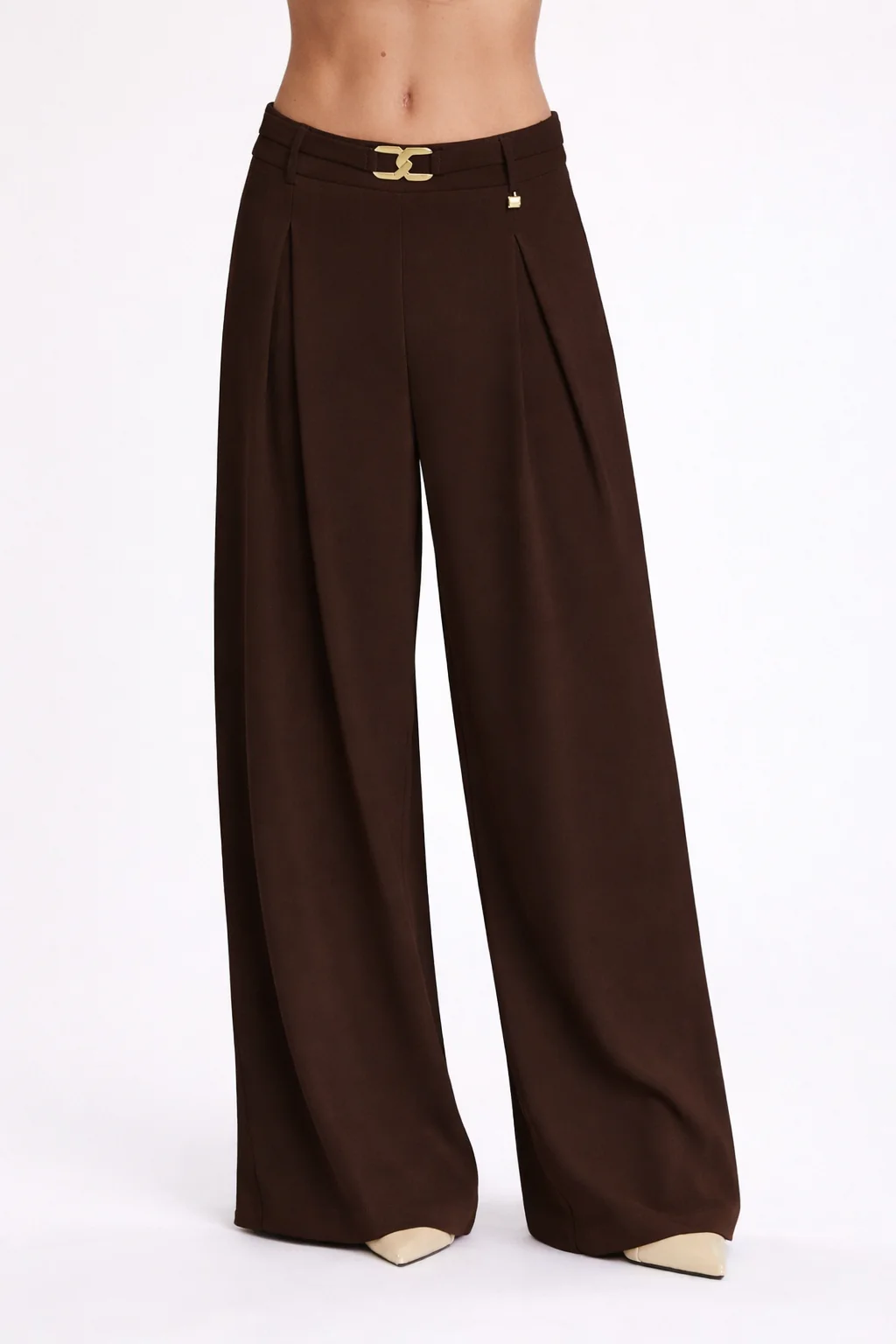 Pantalone ROJER vita alta palazzo con cintura più passante logo più pieghe - Image 6