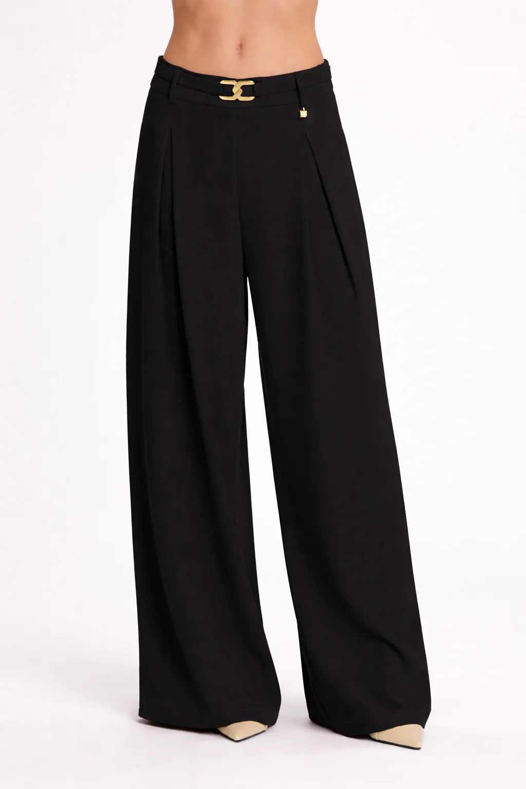 Pantalone ROJER vita alta palazzo con cintura più passante logo più pieghe - Image 7