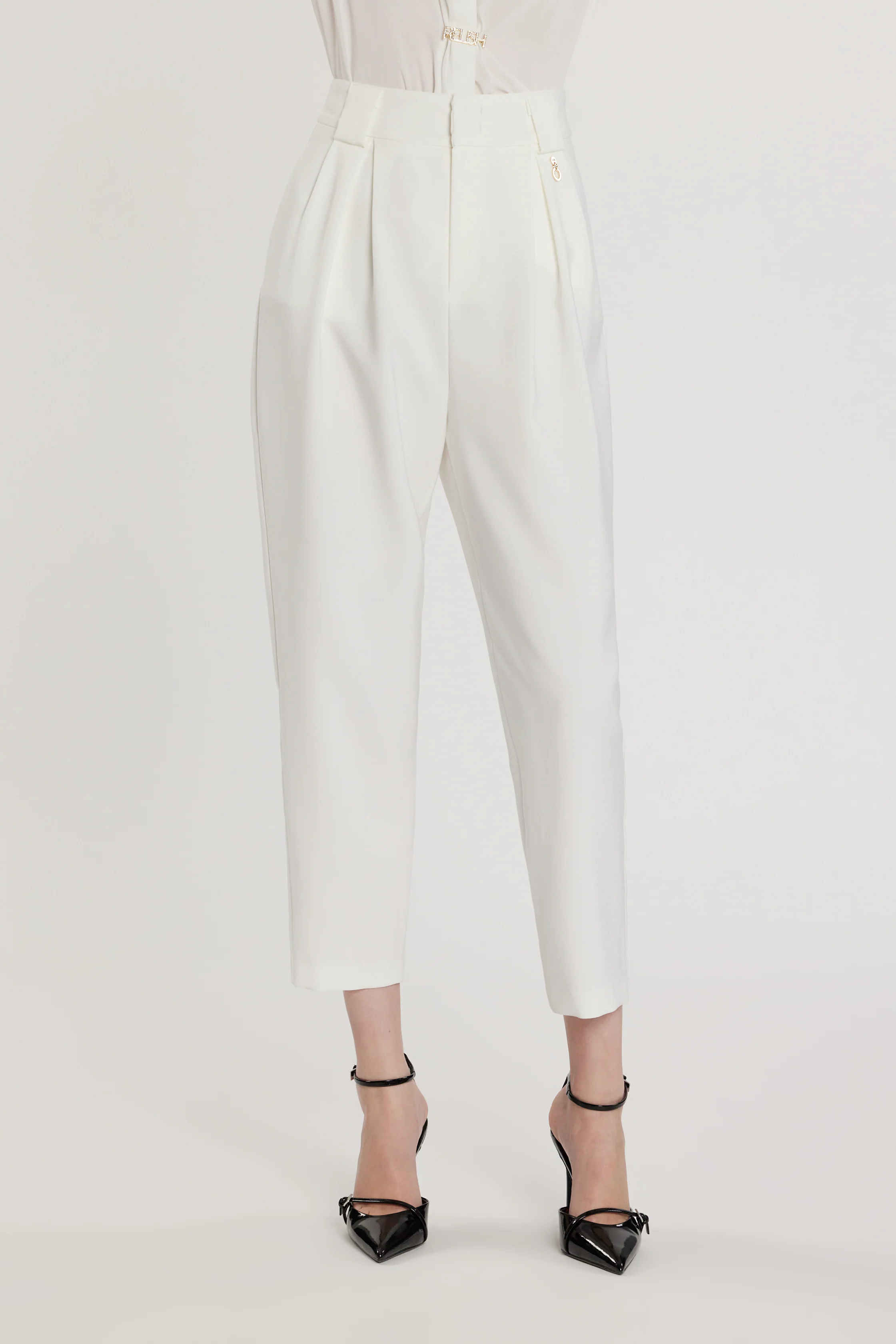 Pantalone SETMU vita alta con pinces più passanti più tasche - Image 2
