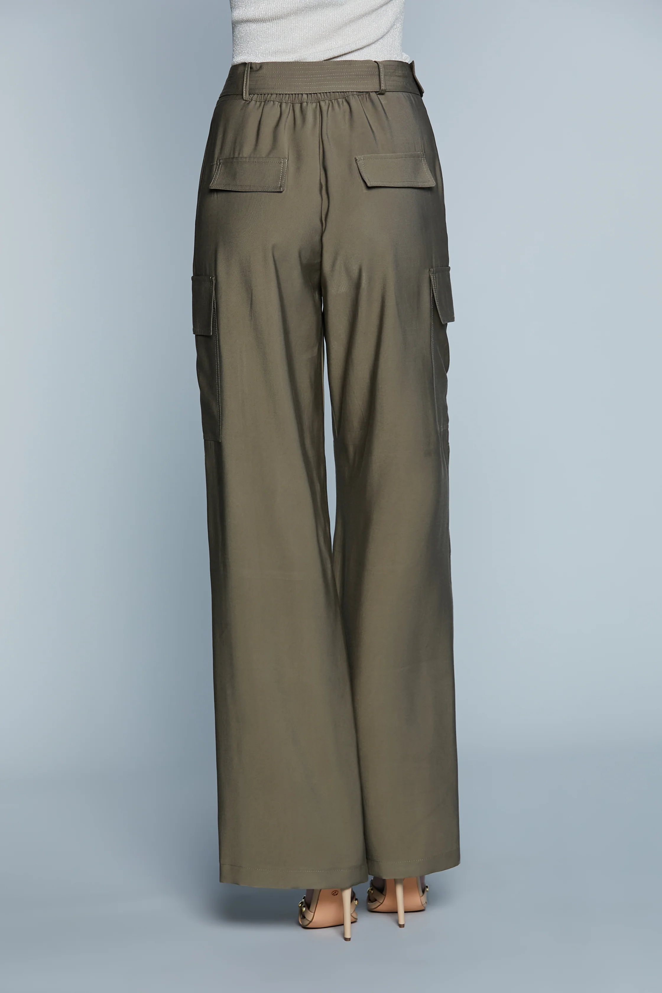 Pantalone TROUSY Vita Alta con Cintura più Tagli più Tasconi più Alamari Fondo - Image 4