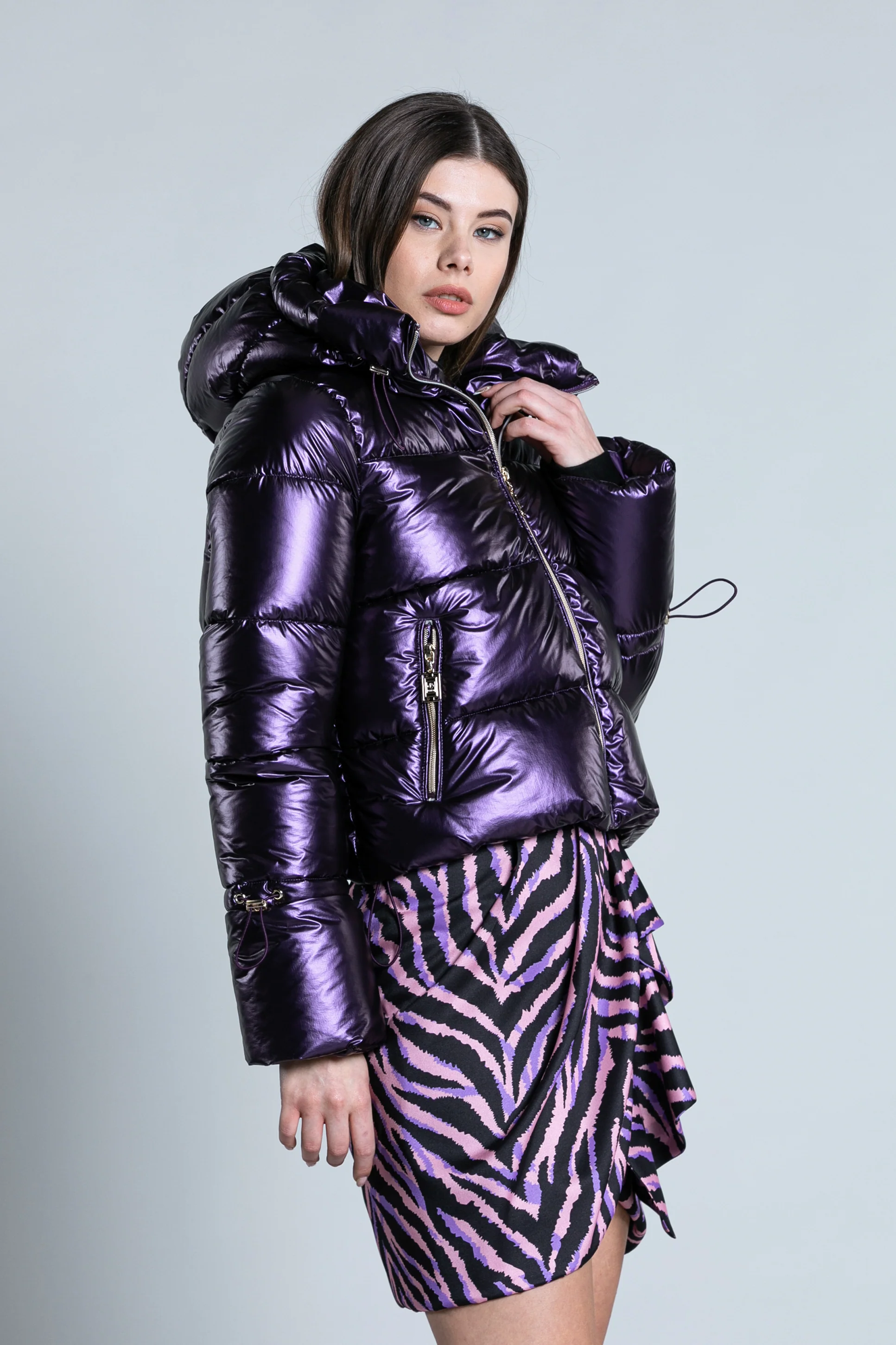 Piumino BRONZISA corto manica lunga con zip più cappuccio più coulisse - Image 5