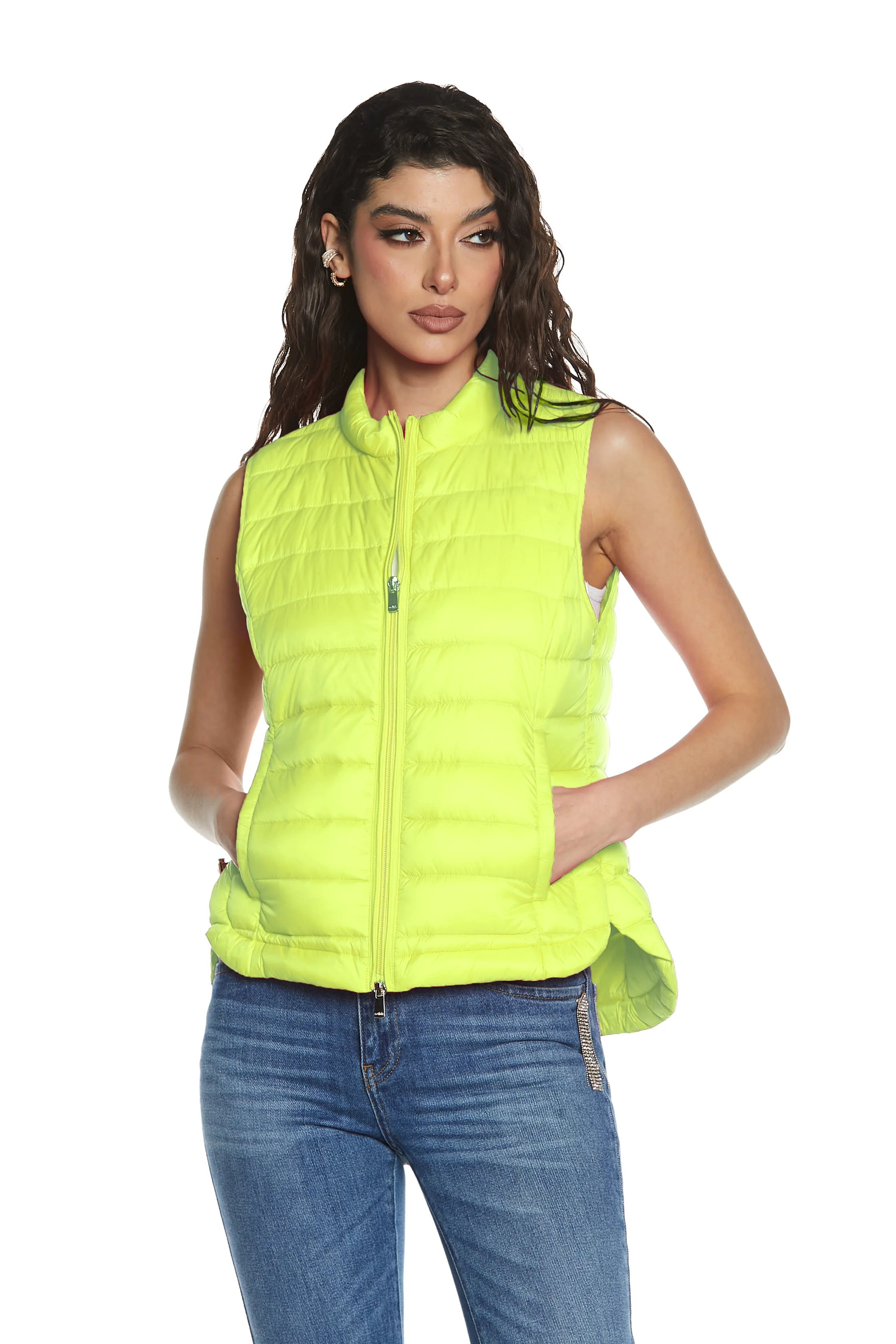 Giubbino GYALANA smanicato con zip più tasche più coulisse asimmetrico piumino superlight - Image 4