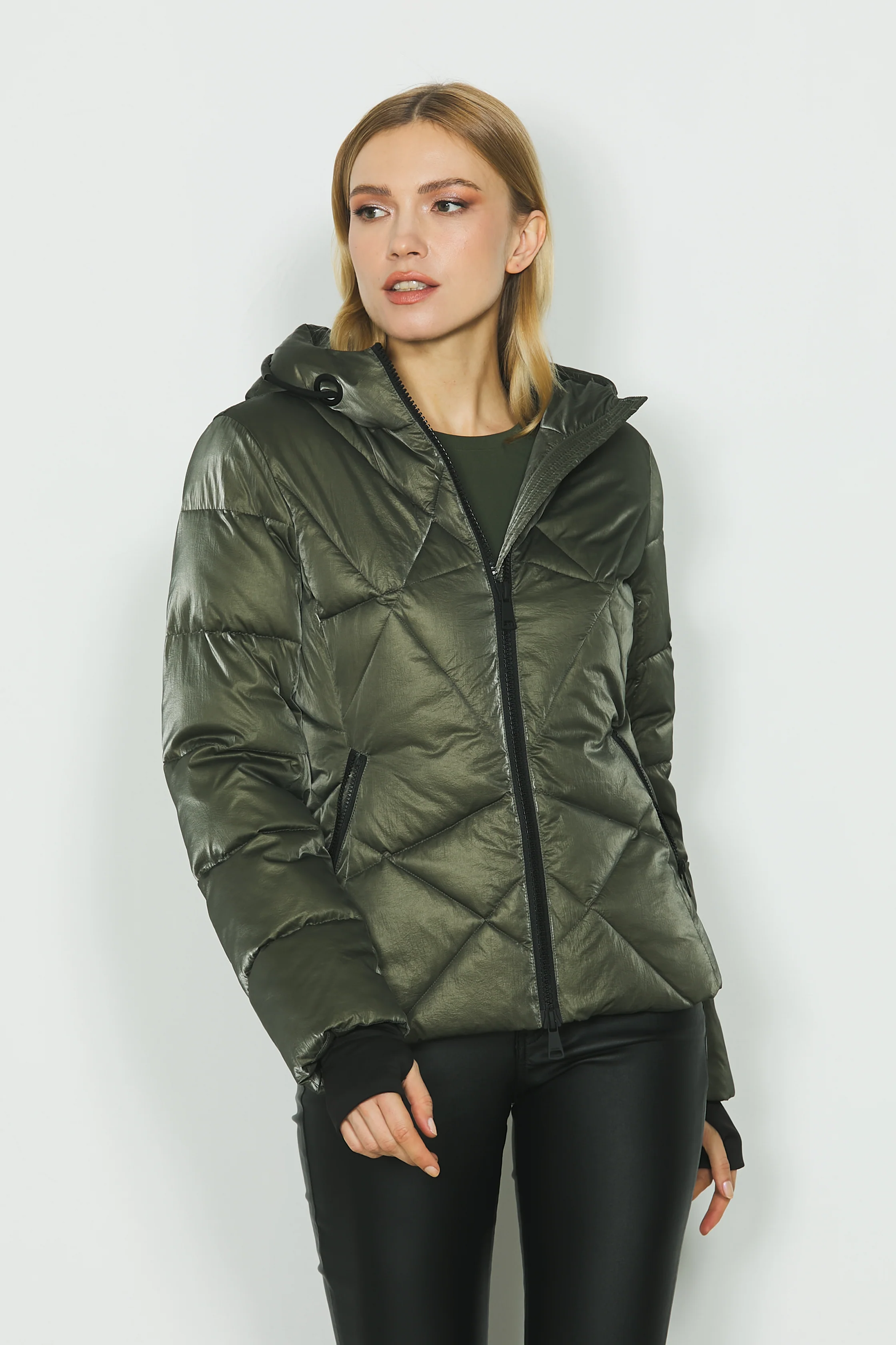 Piumino RAIMY manica lunga con polsi costina più cappuccio più coulisse più zip