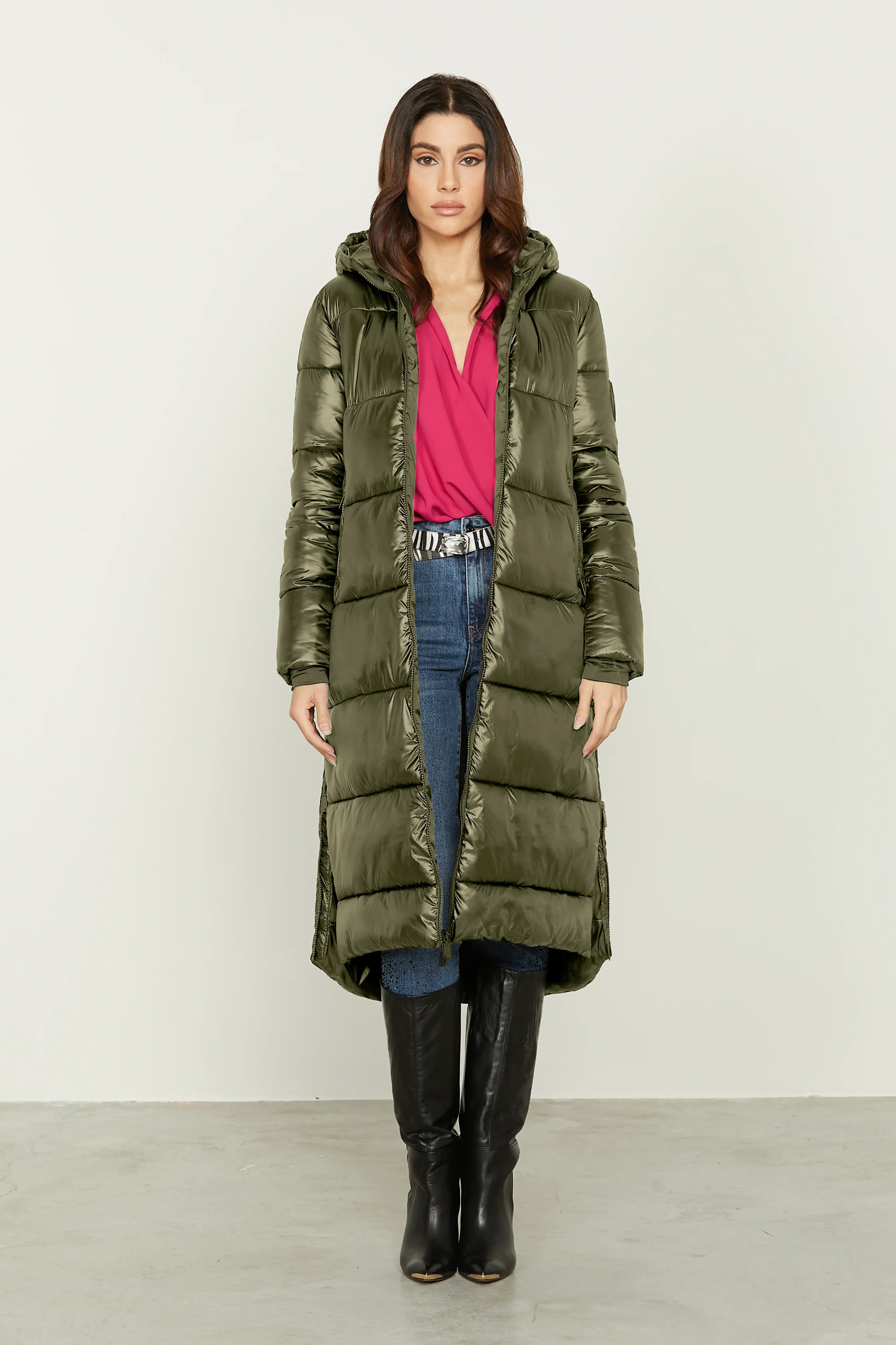 Piumino TOM lungo manica lunga con bordo maglia più cappuccio più zip - Image 8